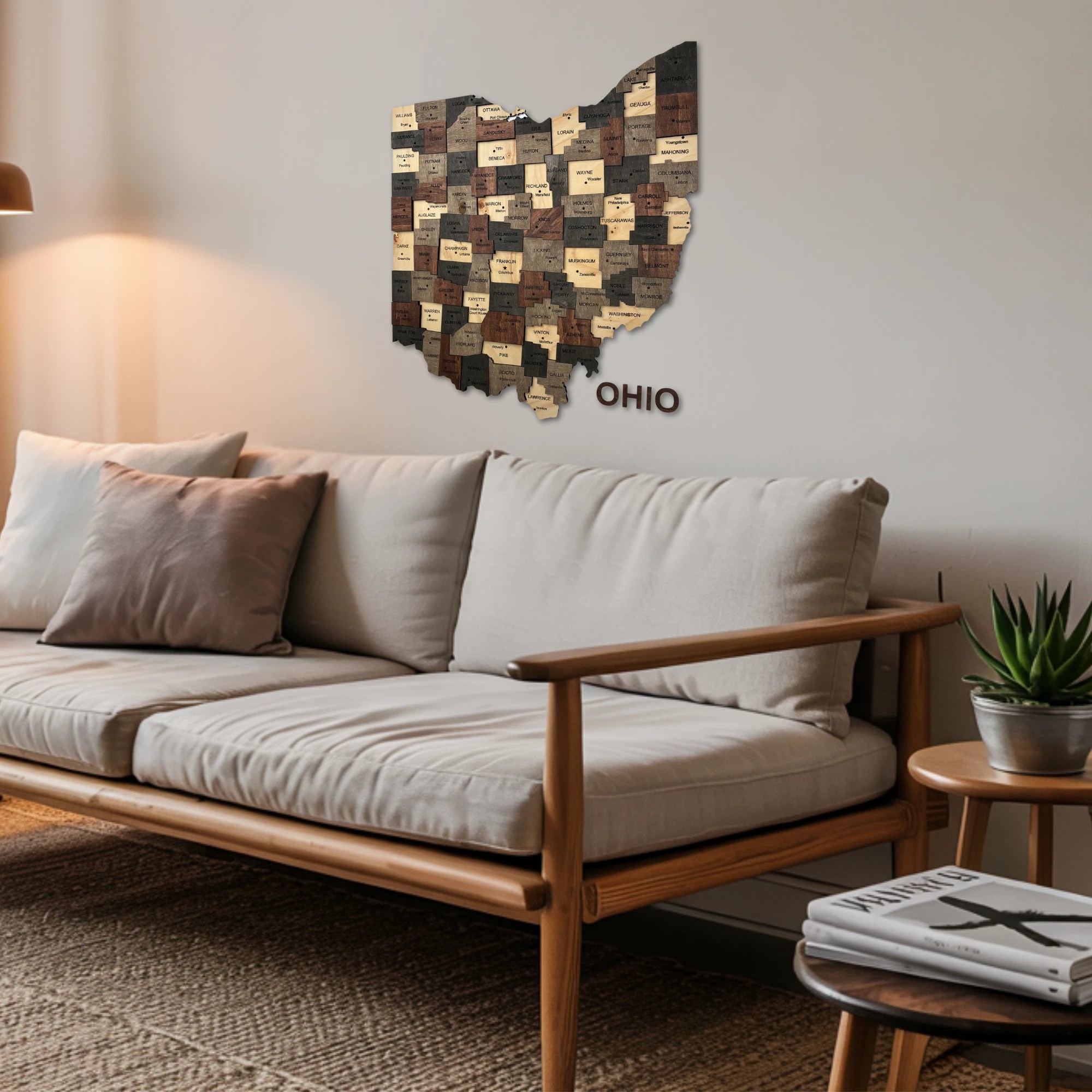 Wooden Ohio State Map