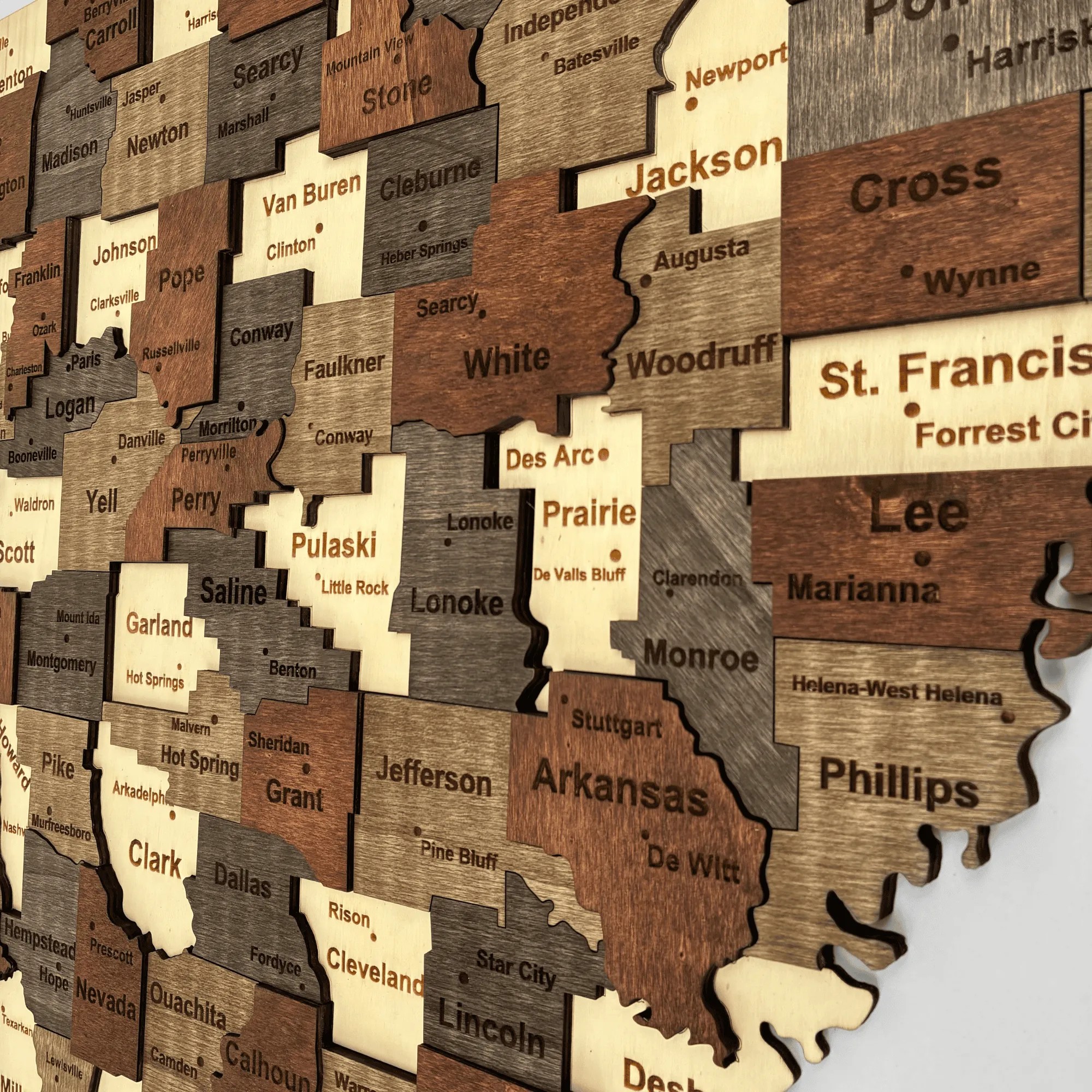 Wooden Arkansas State Map
