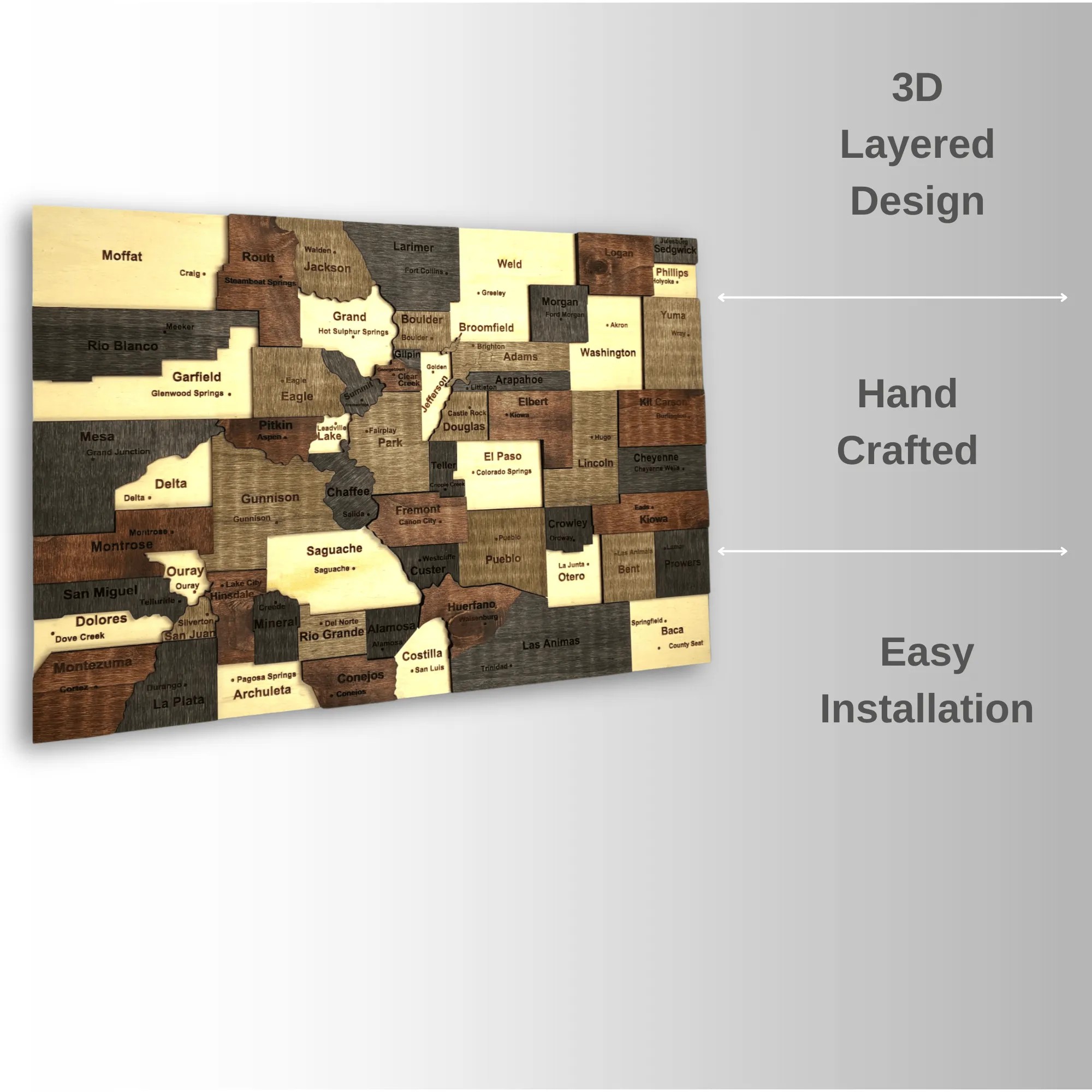 Wooden Colorado State Map