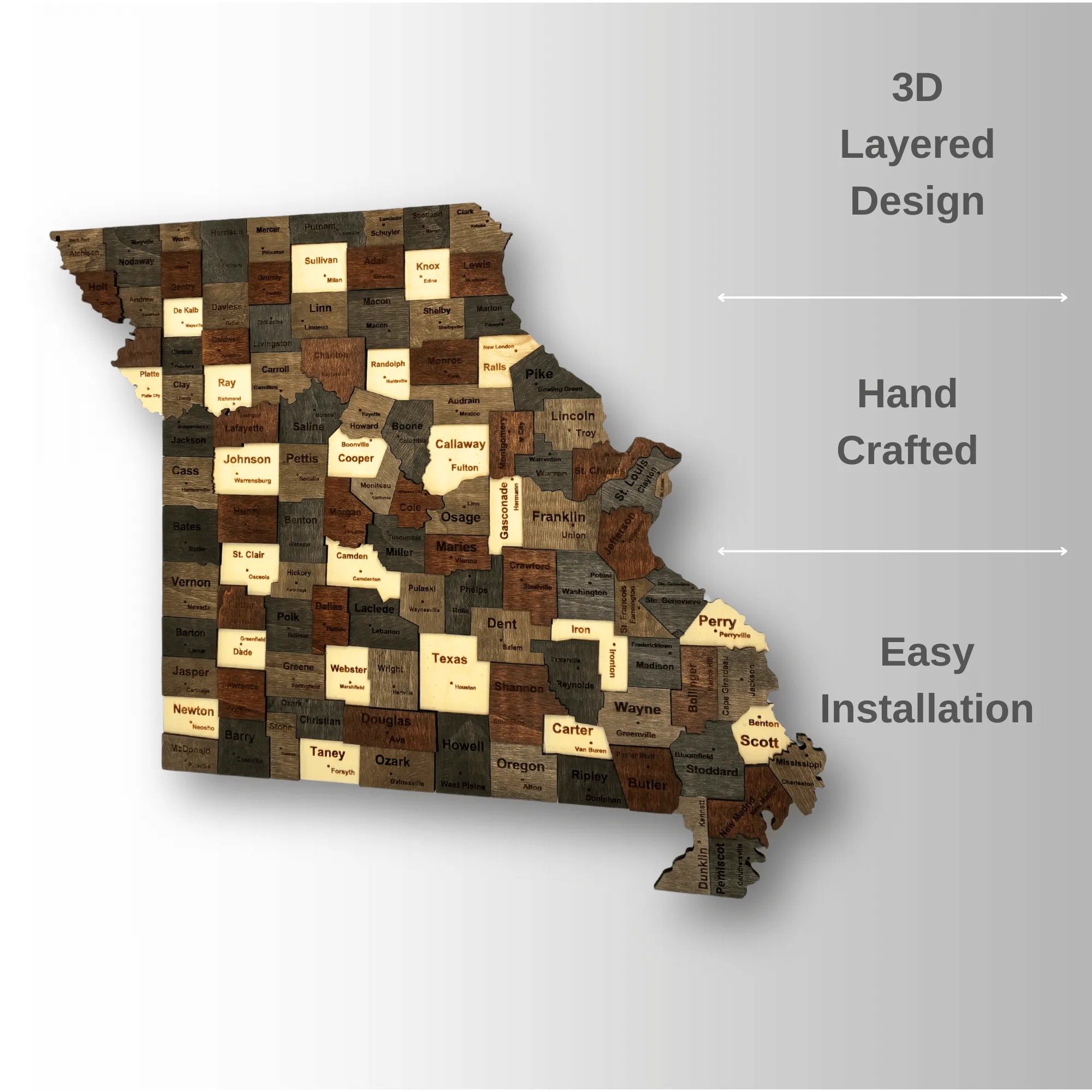 Wooden Missouri State Map