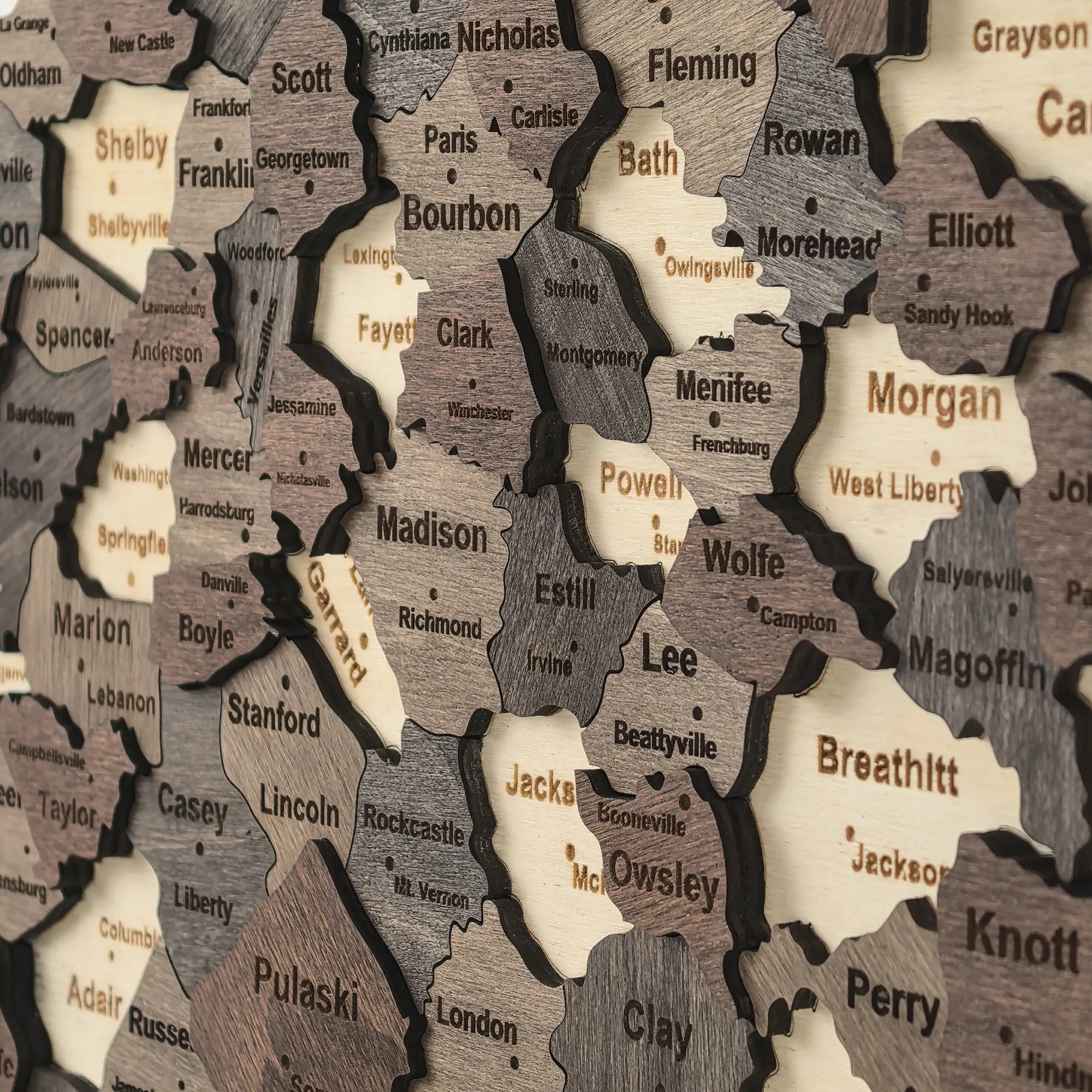 Wooden Kentucky State Map