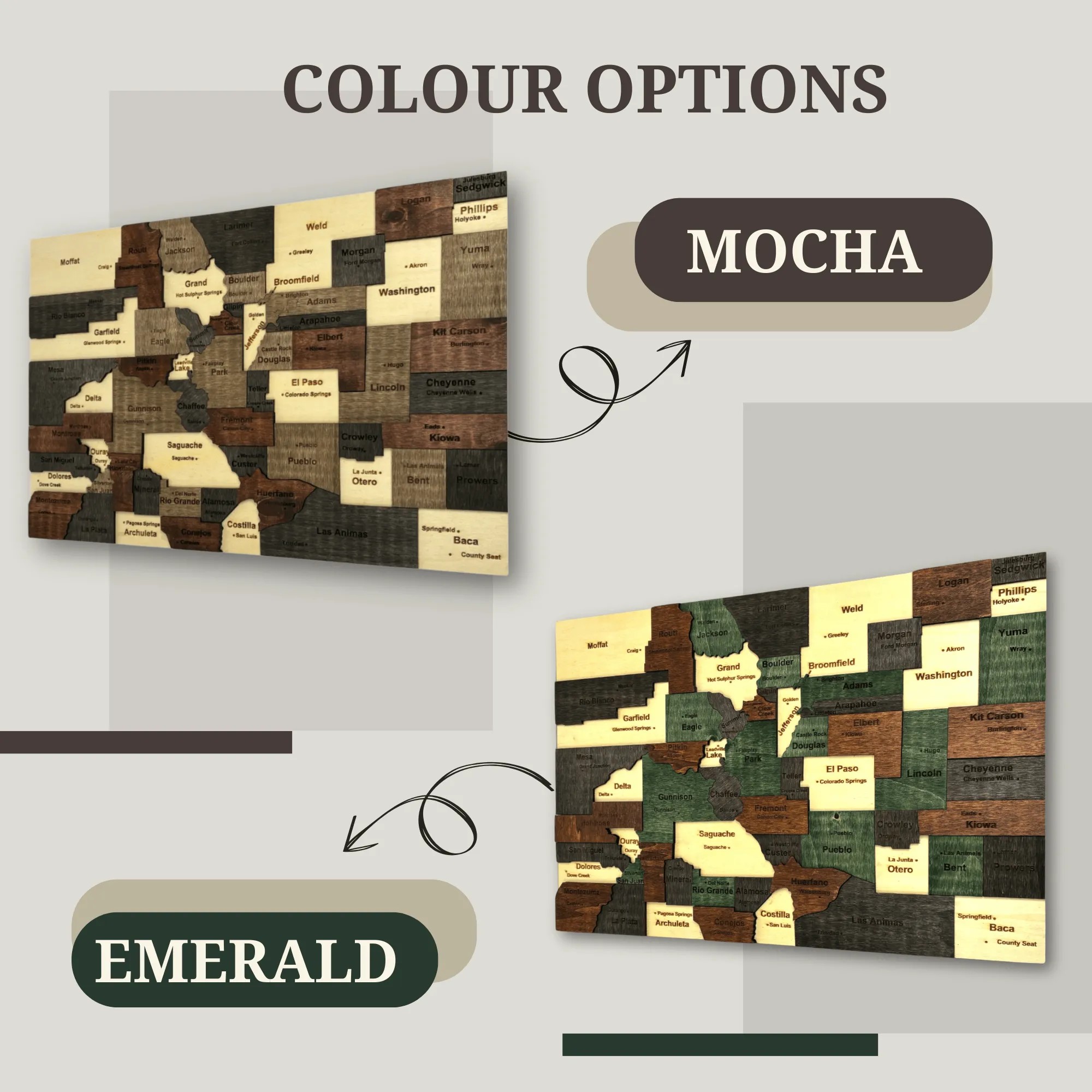 Wooden Colorado State Map