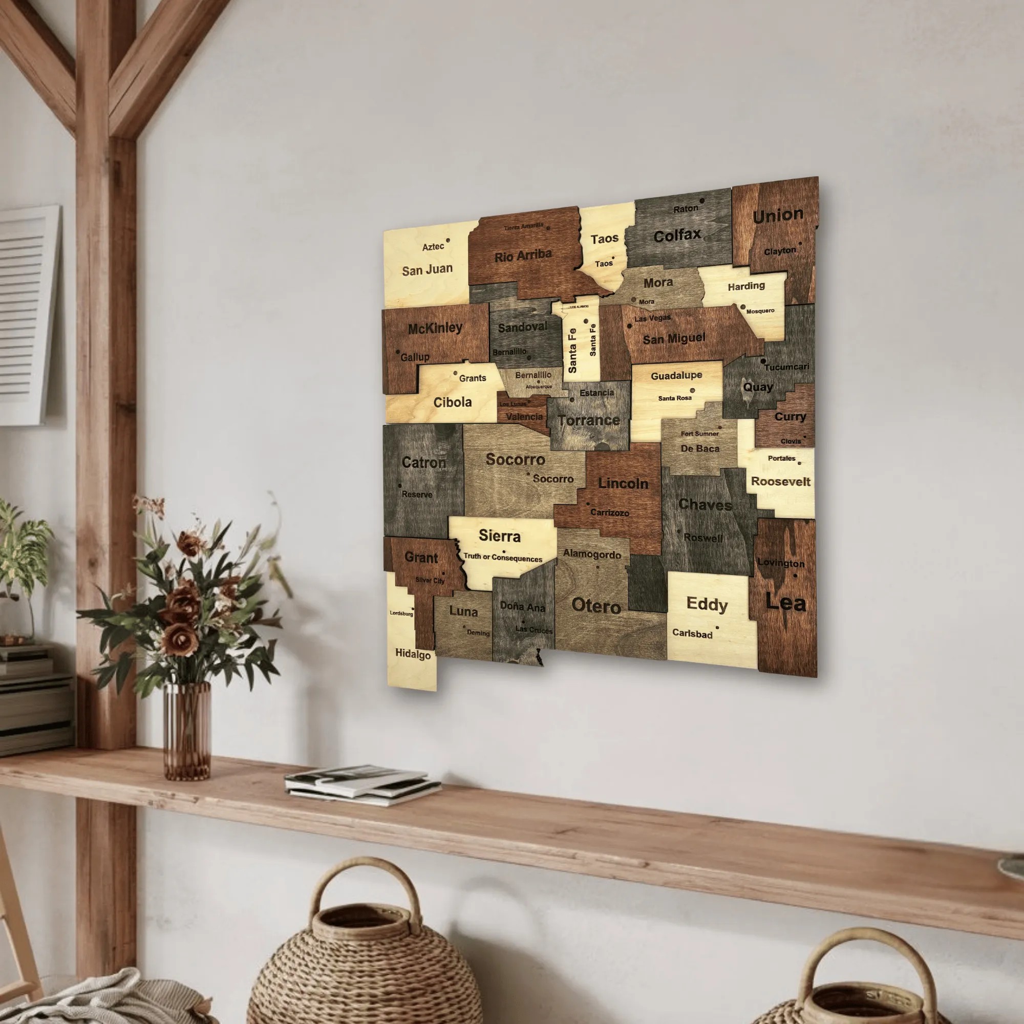 Wooden New Mexico State Map