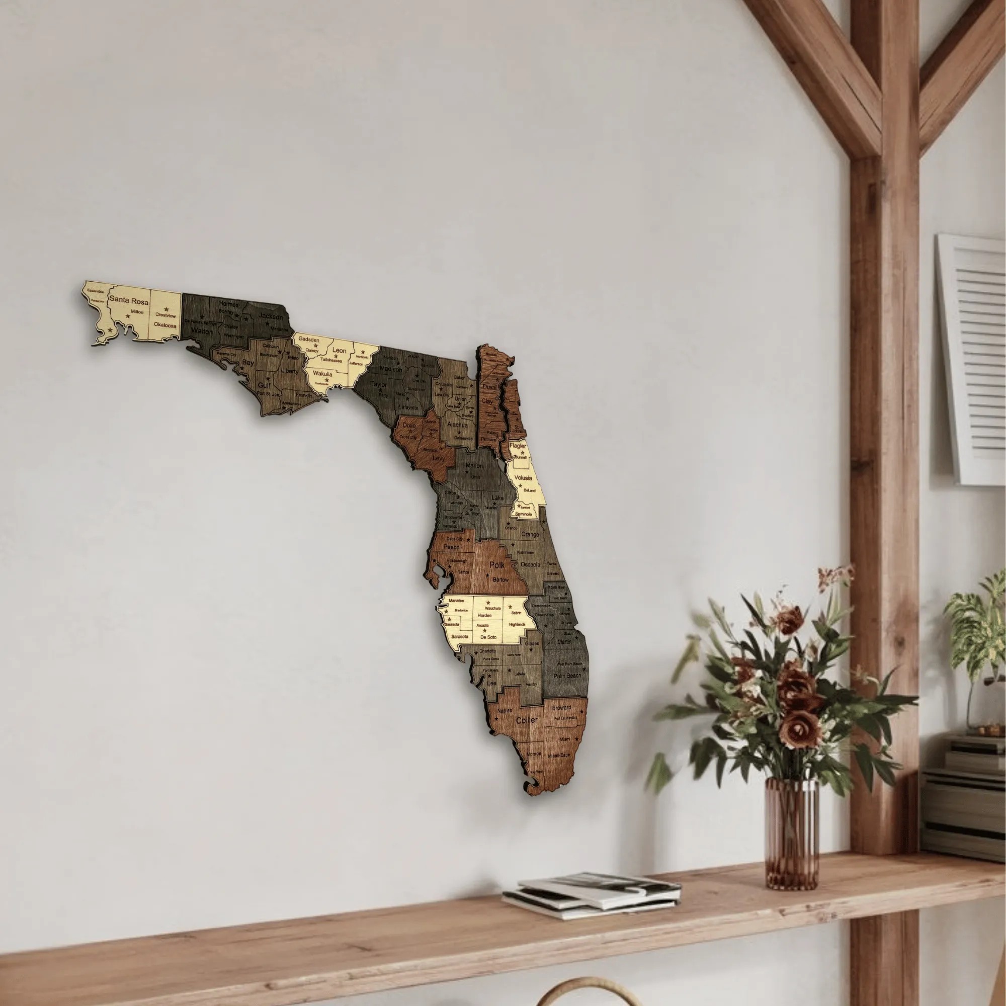 Wooden Florida State Map