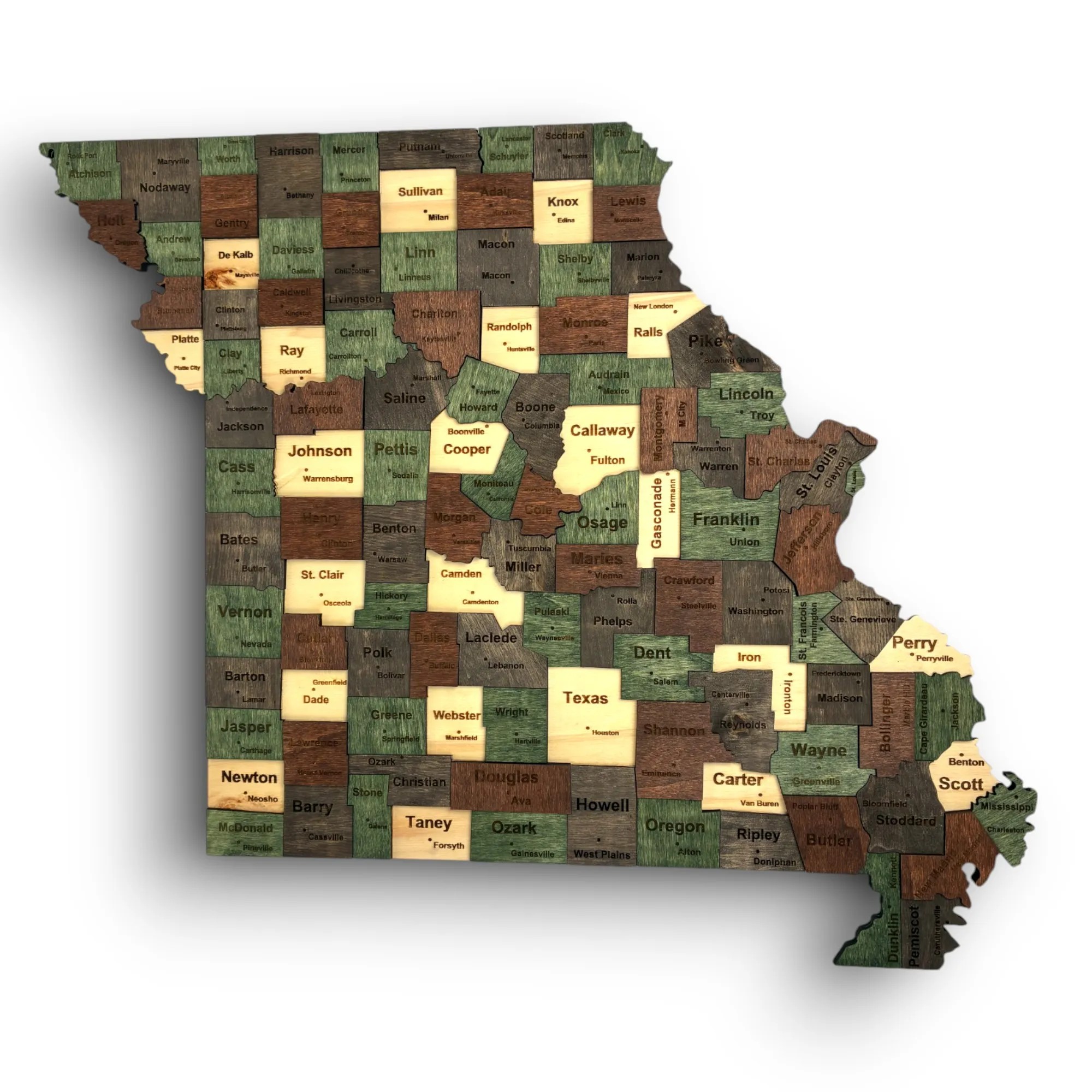 Wooden Missouri State Map - Emerald (Green)