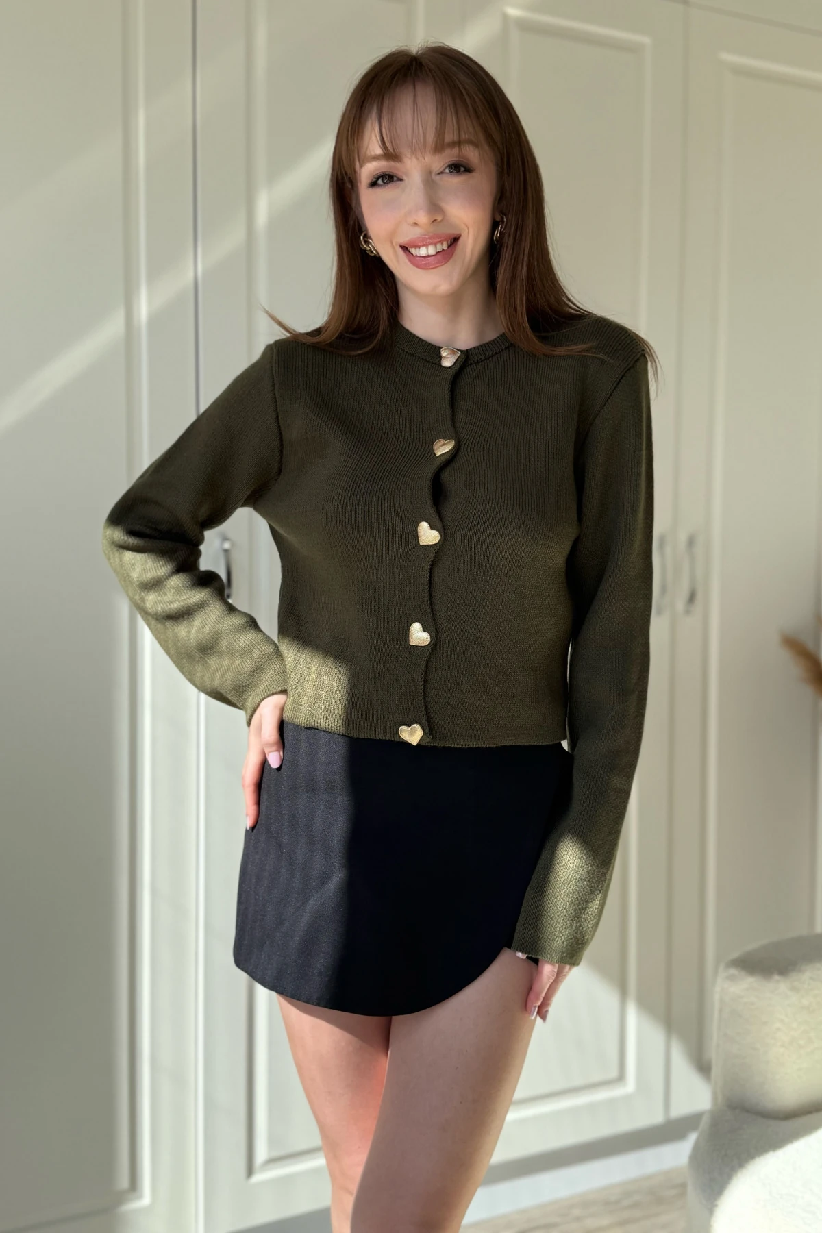 Kalp Detaylı Triko Hırka