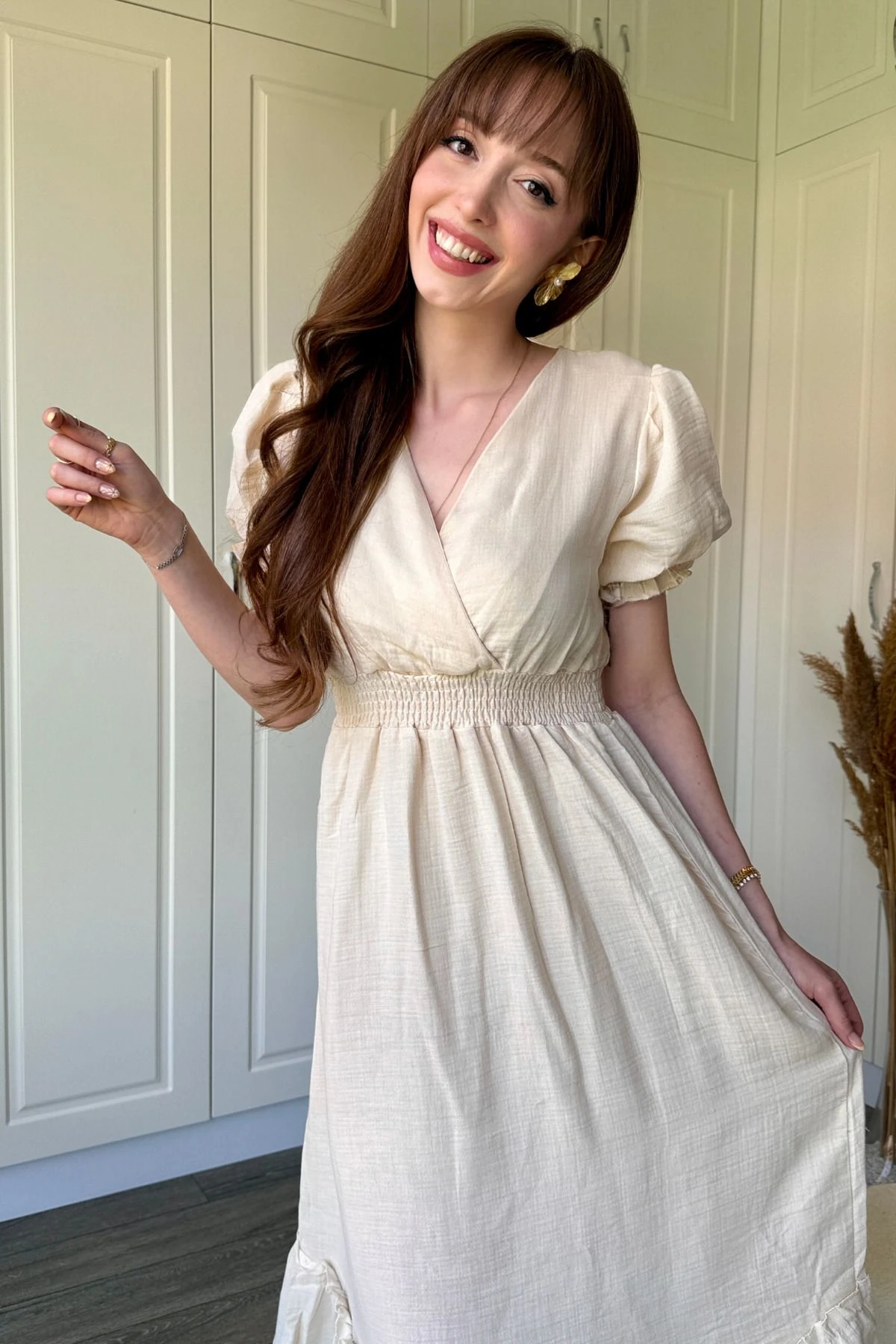 Müslin Kumaş Kısa Kol Elbise