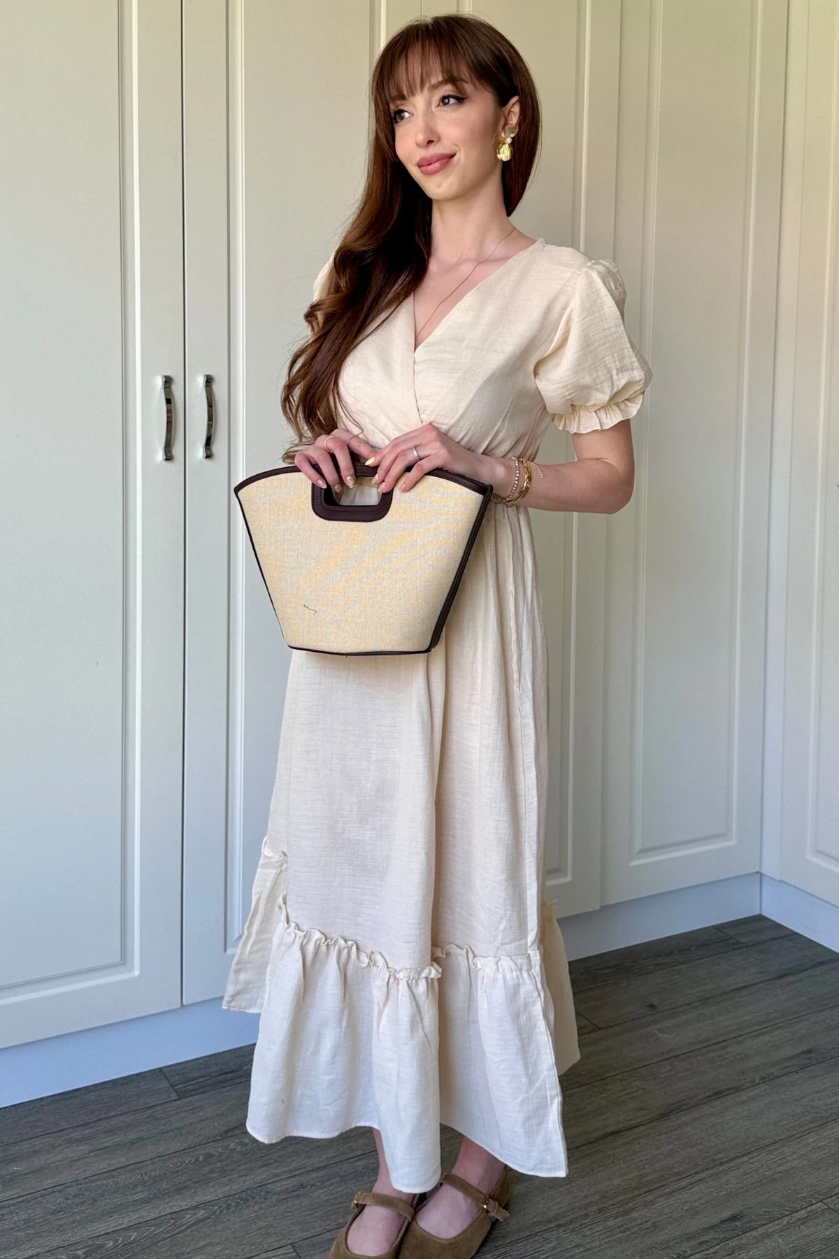 Müslin Kumaş Kısa Kol Elbise