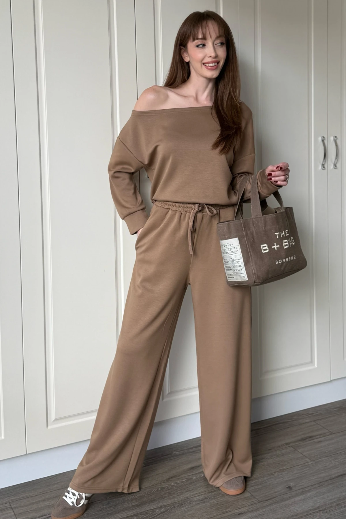 Düşük Omuz Modal Kumaş Eşofman Takımı