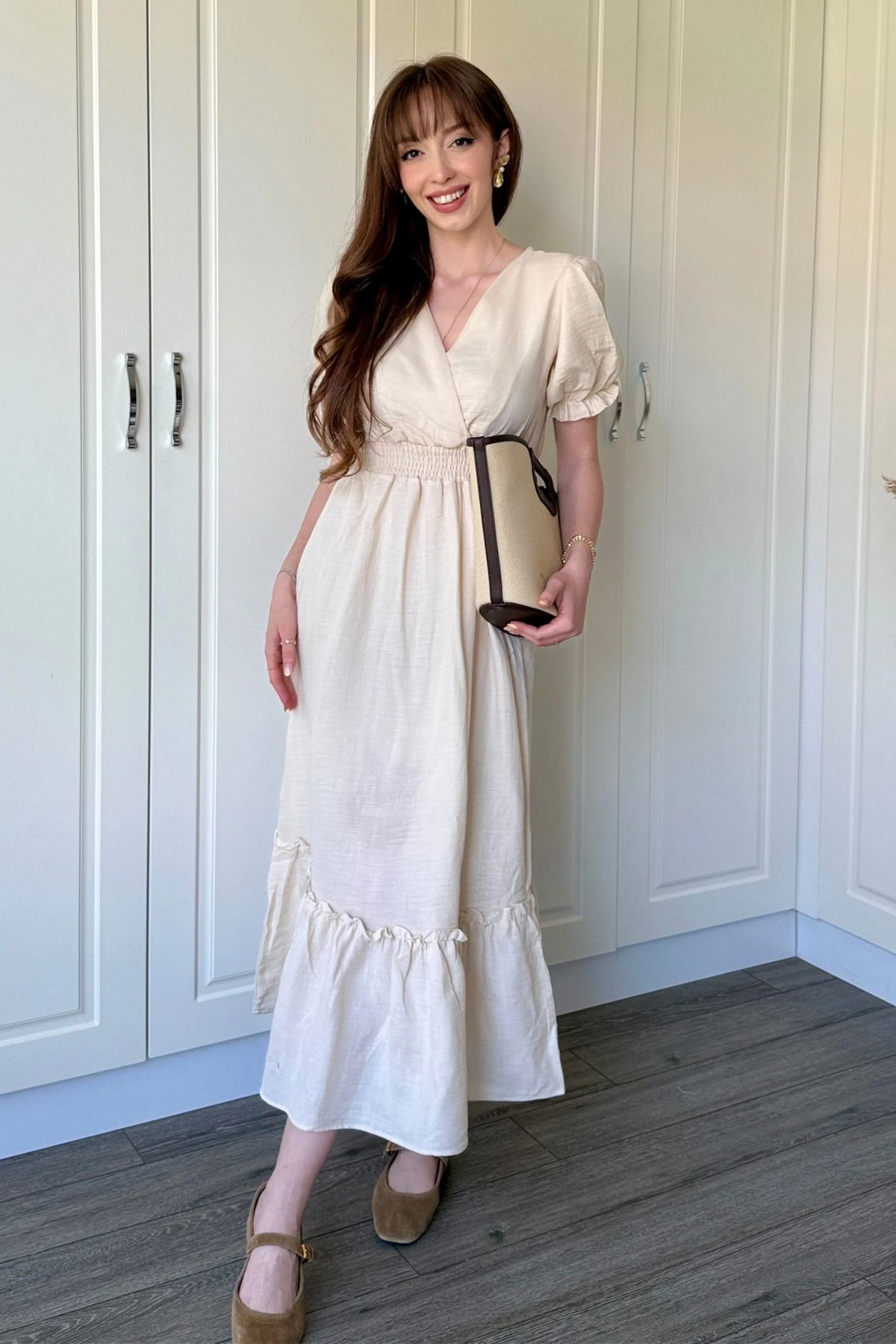 Müslin Kumaş Kısa Kol Elbise