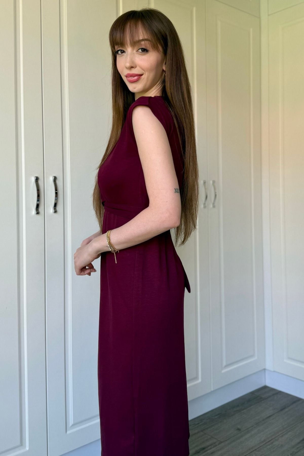 Önden Bağlamalı Midi Modal Elbise