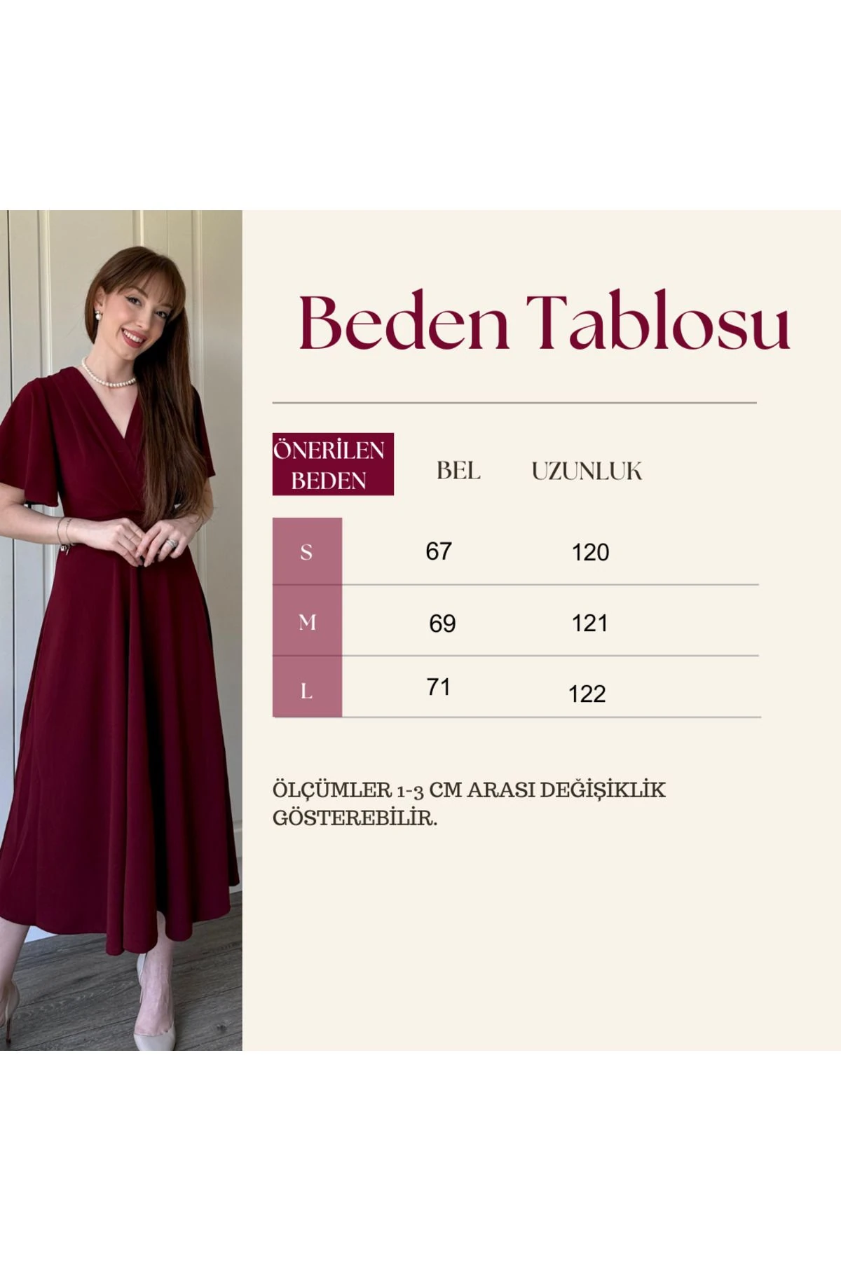 Kruvaze Yaka Kolları Volanlı Midi Elbise