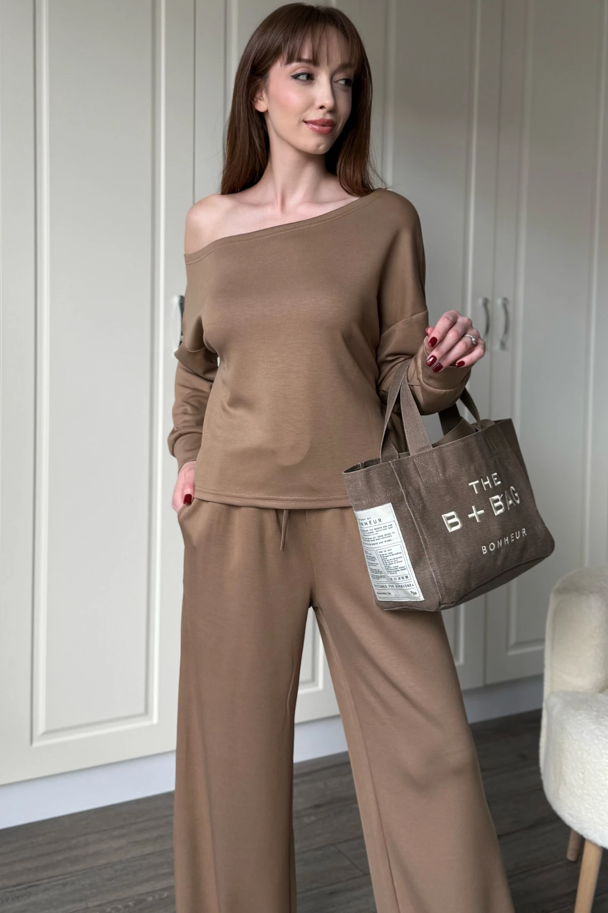 Düşük Omuz Modal Kumaş Eşofman Takımı