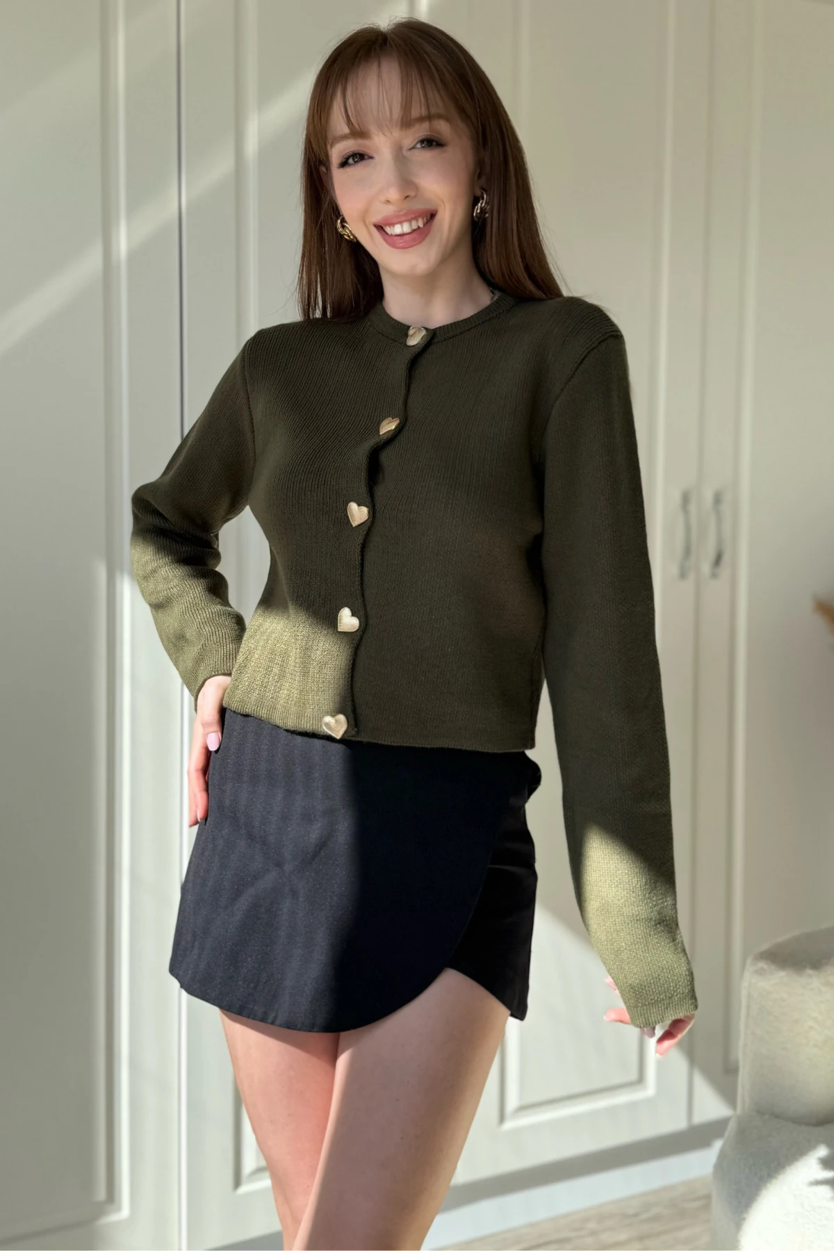 Kalp Detaylı Triko Hırka