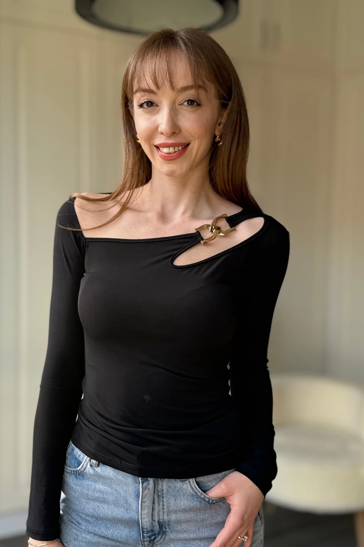 Omuz Detaylı Tokalı Body