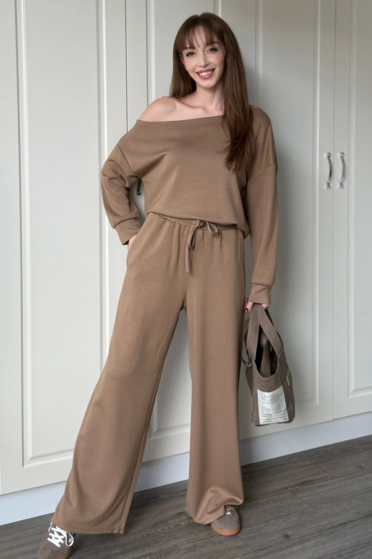 Düşük Omuz Modal Kumaş Eşofman Takımı