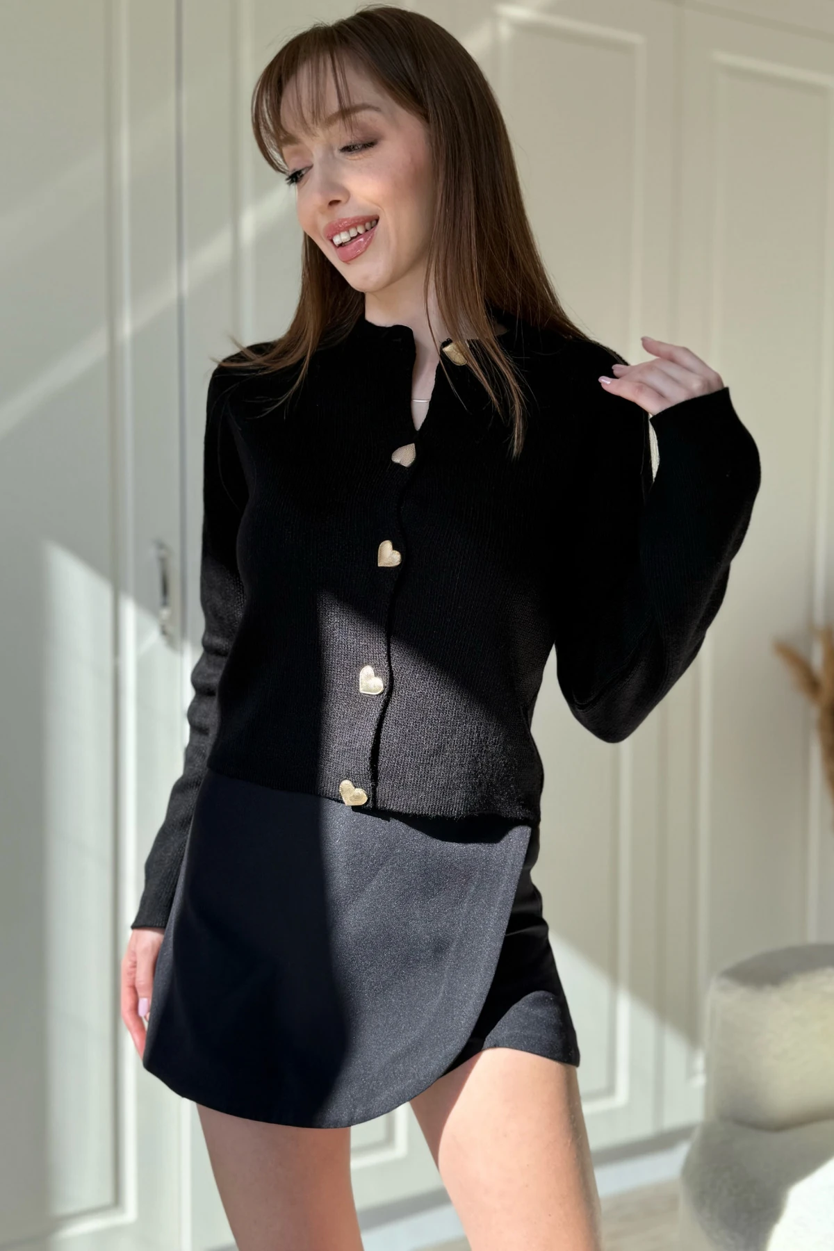 Kalp Detaylı Triko Hırka