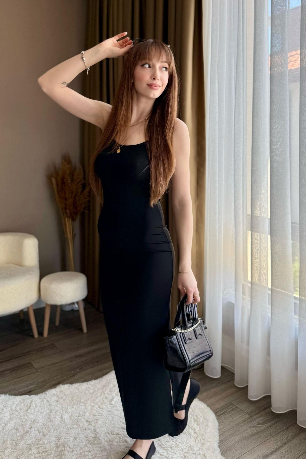 Askılı Modal Elbise