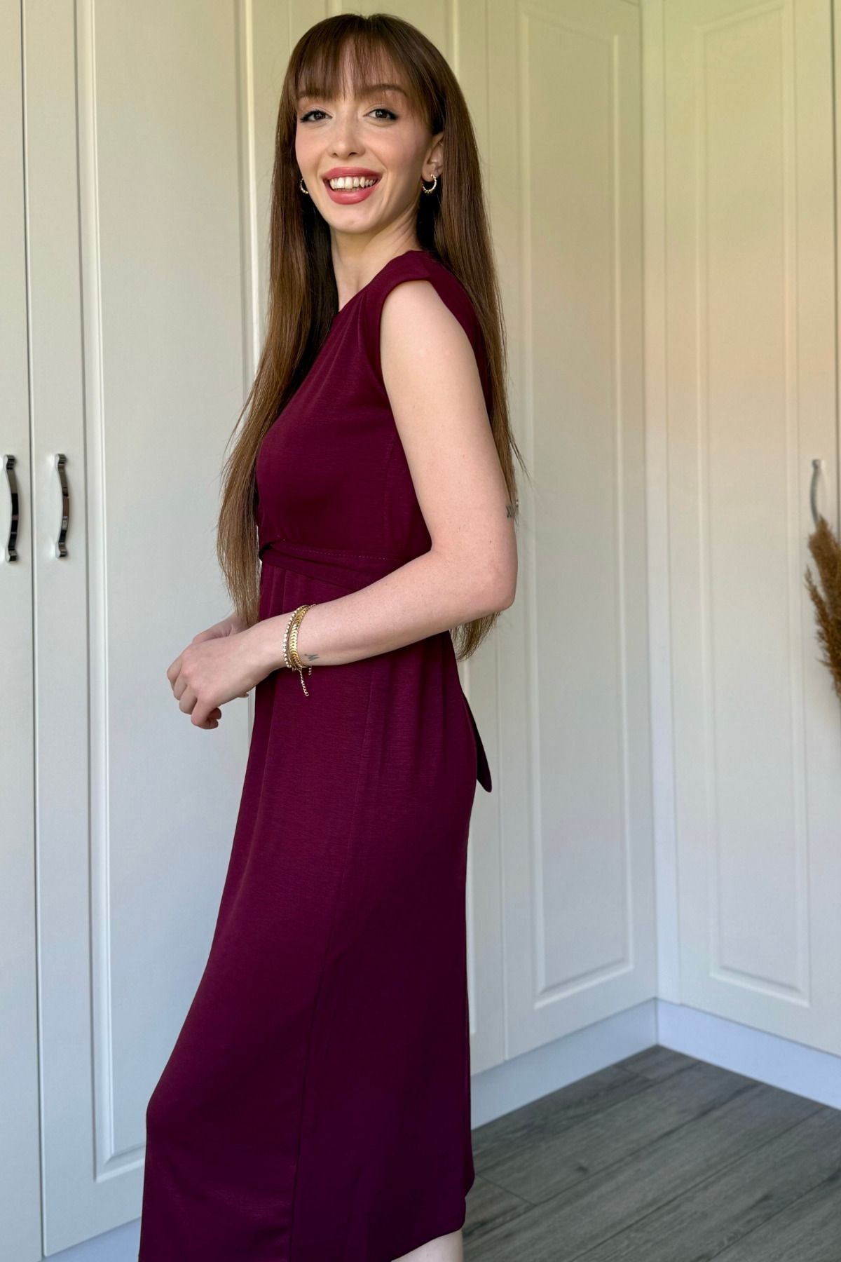 Önden Bağlamalı Midi Modal Elbise