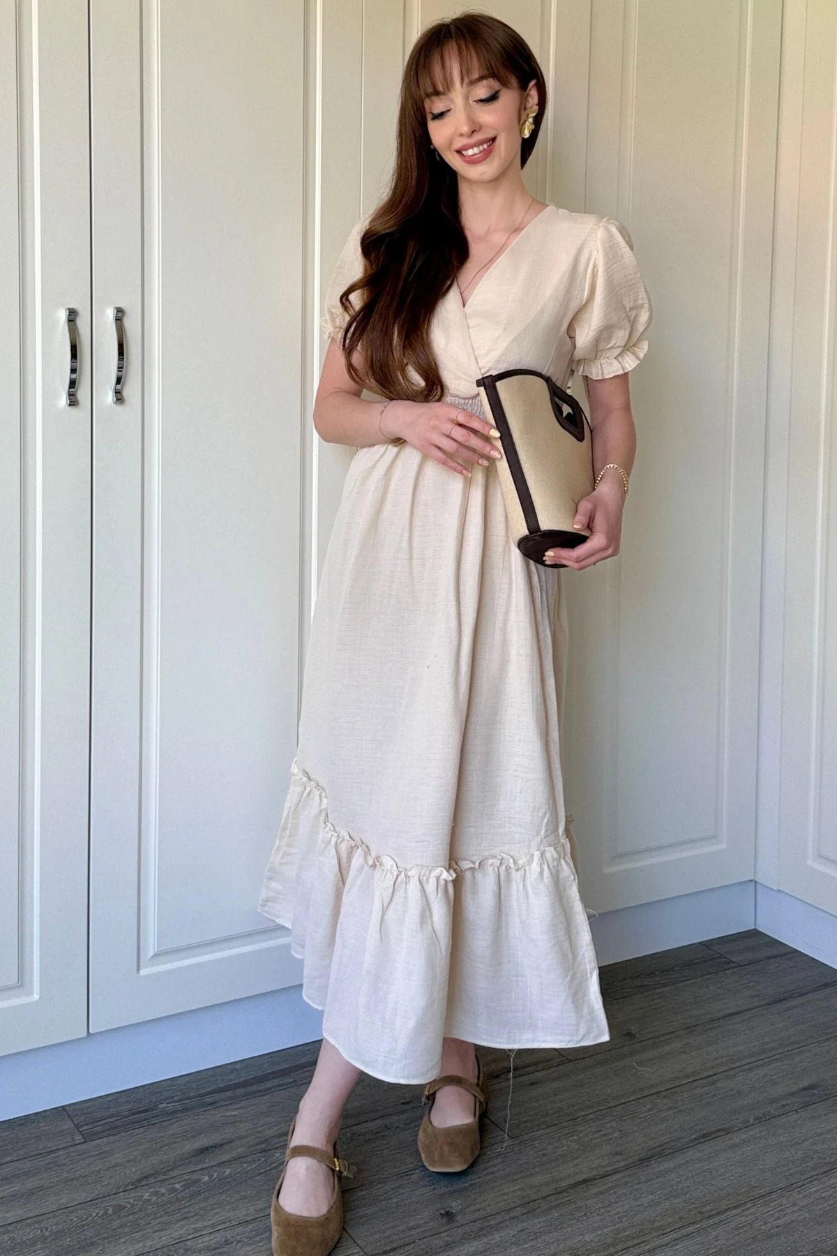 Müslin Kumaş Kısa Kol Elbise