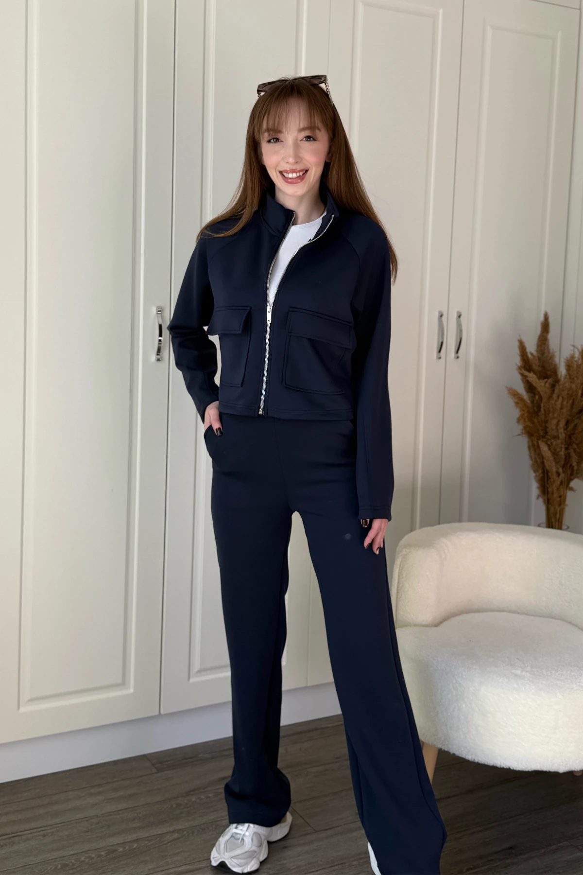 Cepli Fermuarlı Crop Premium Modal Kumaş Takım