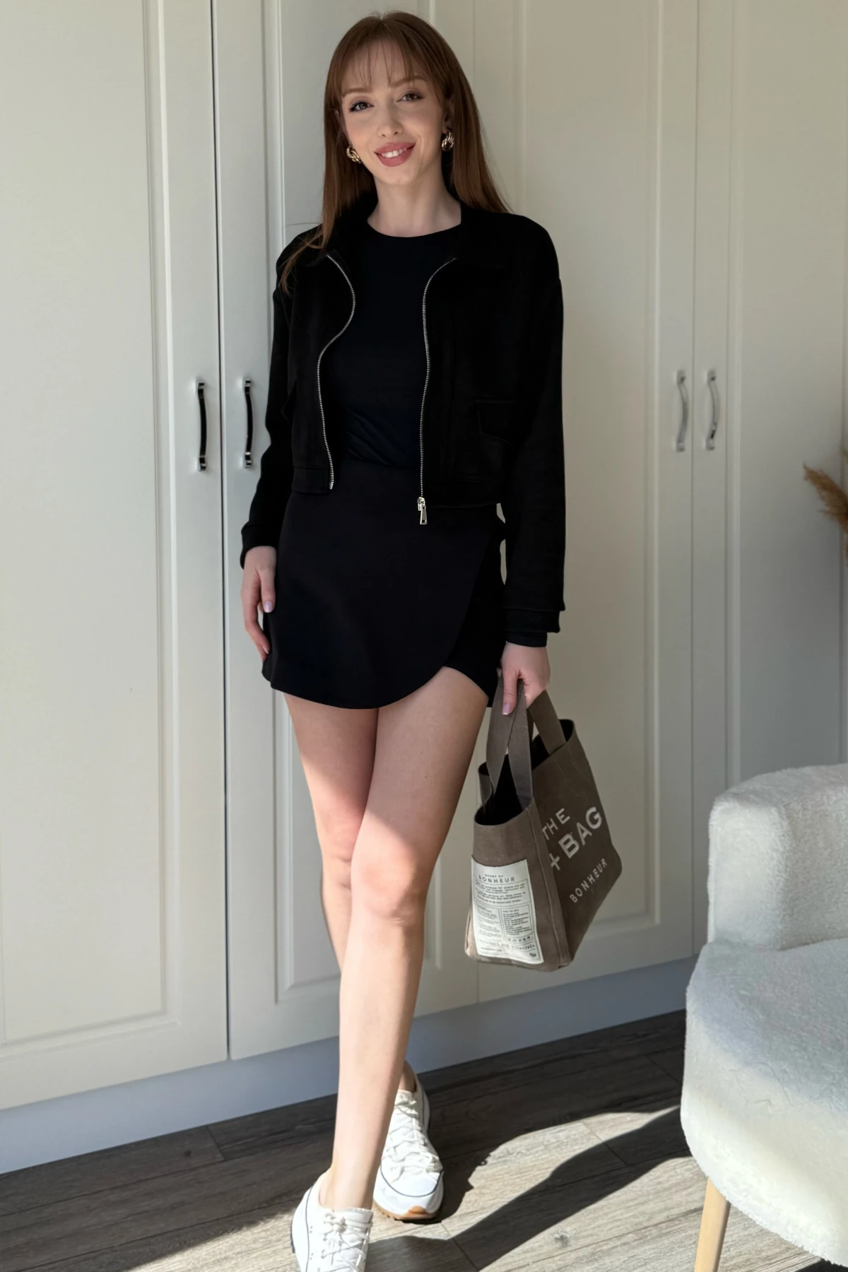 Süet Crop Fermuarlı Ceket