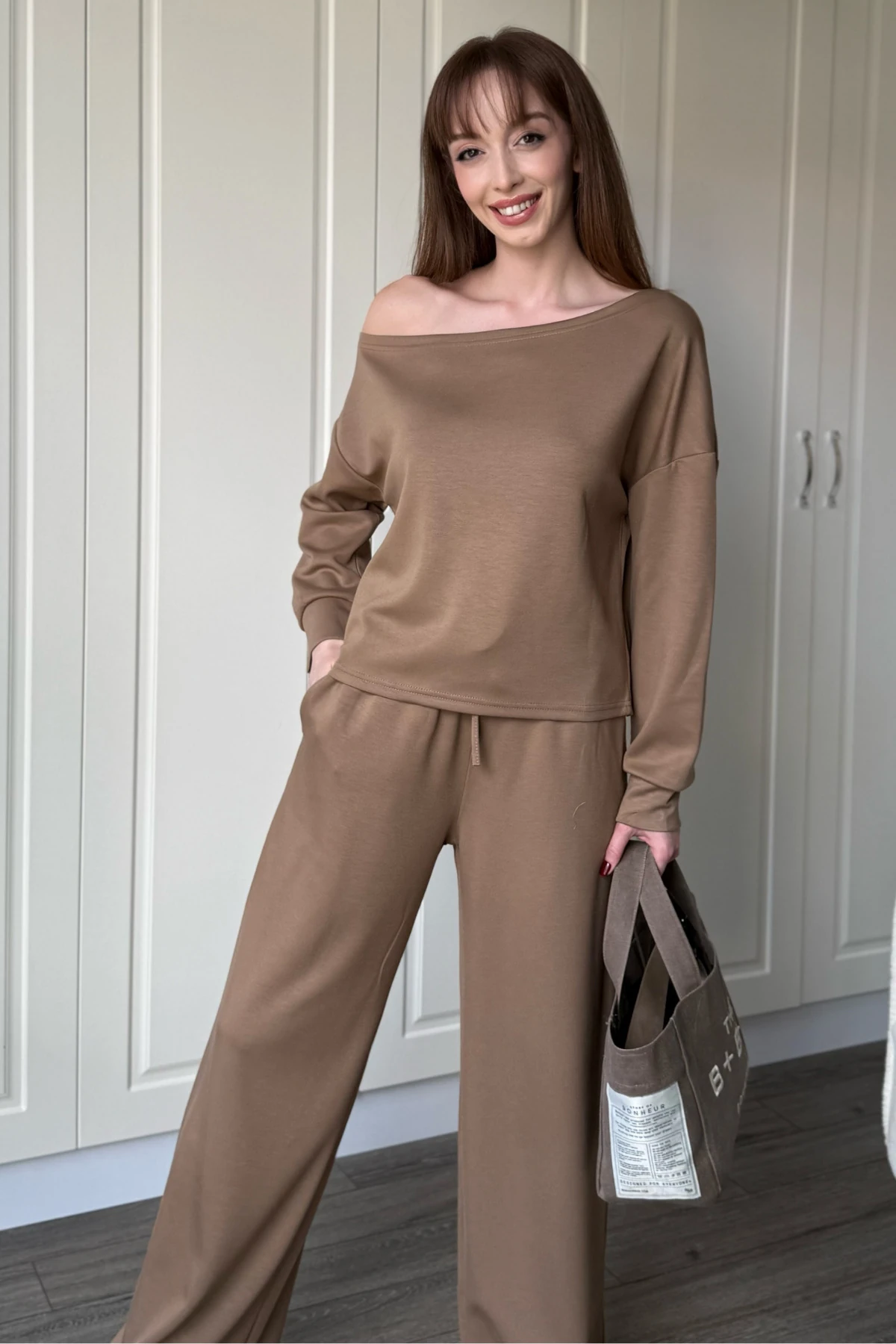 Düşük Omuz Modal Kumaş Eşofman Takımı