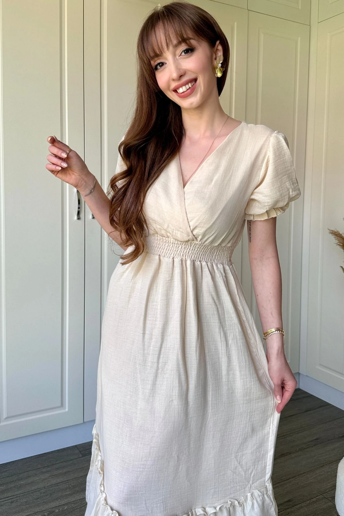 Müslin Kumaş Kısa Kol Elbise