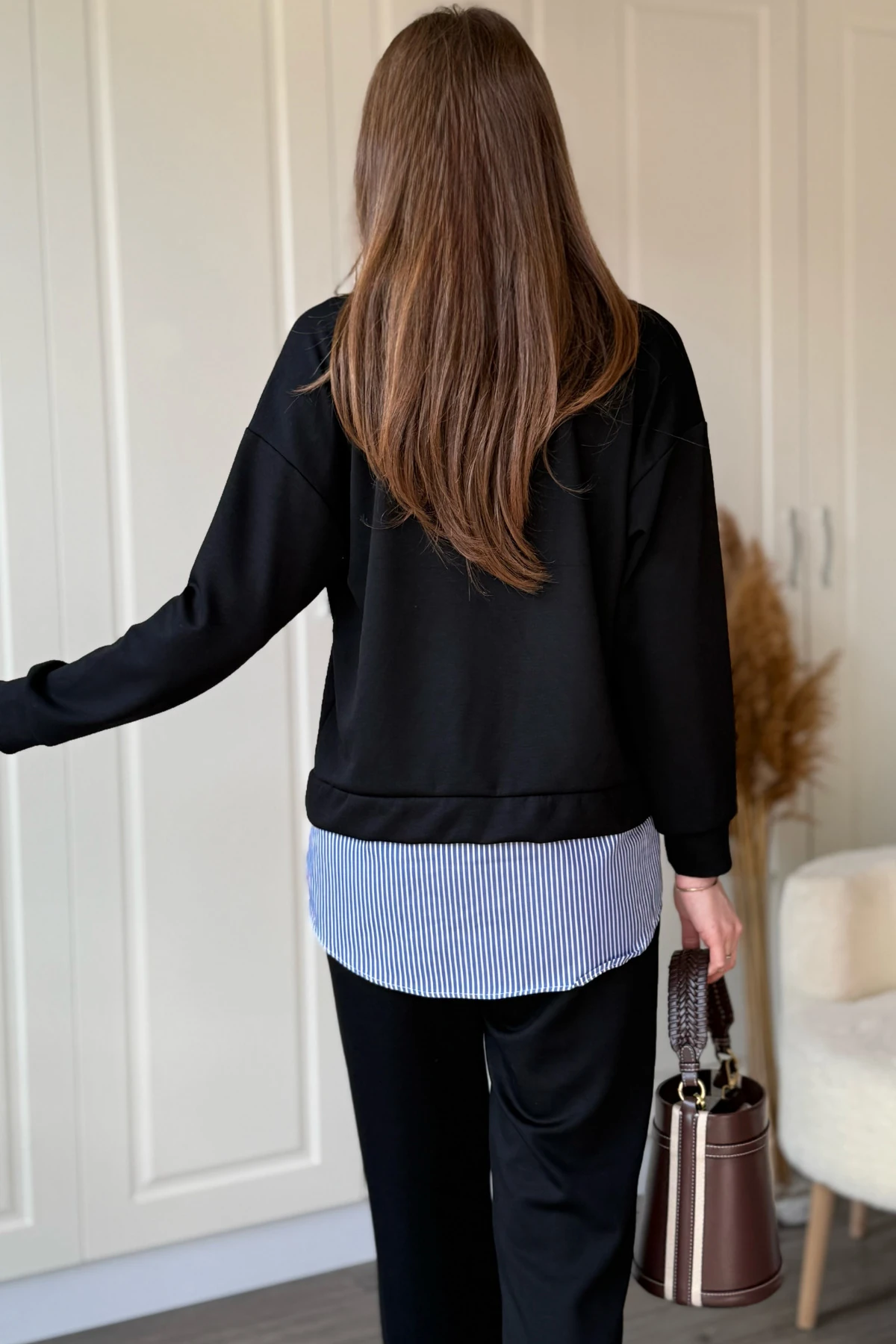 Gömlek Detaylı Polo Yaka Düğmeli Pantolon Takım