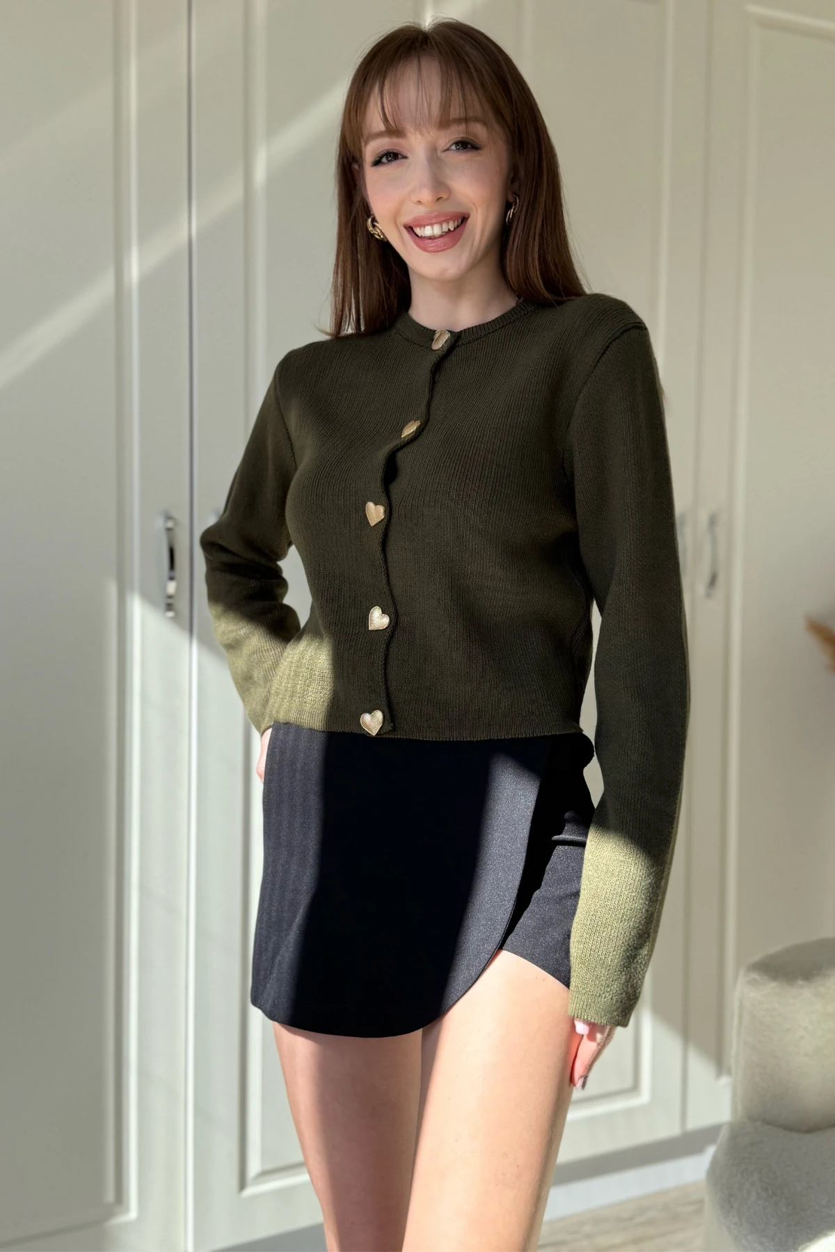 Kalp Detaylı Triko Hırka