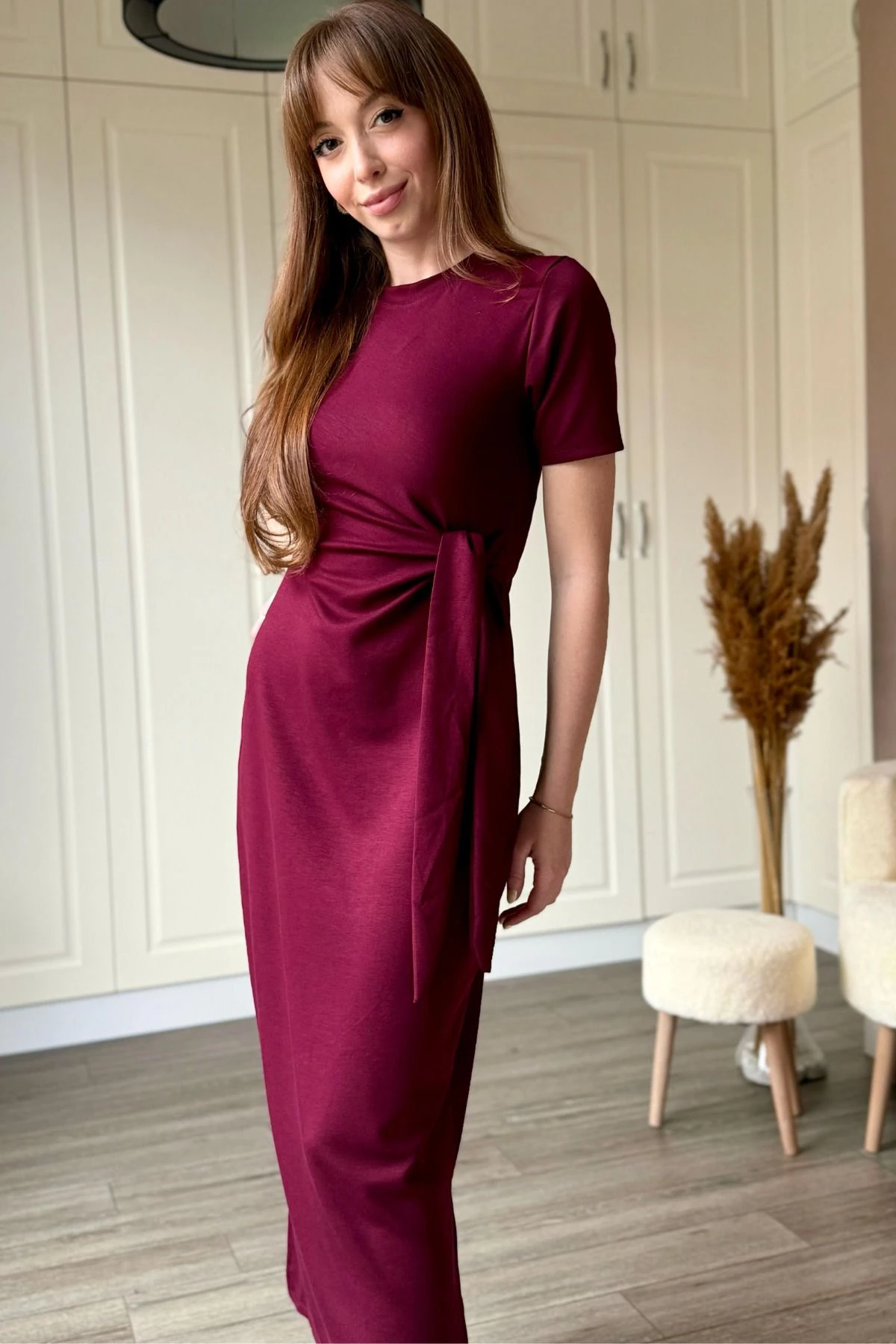 Bağlamalı Midi Modal Elbise