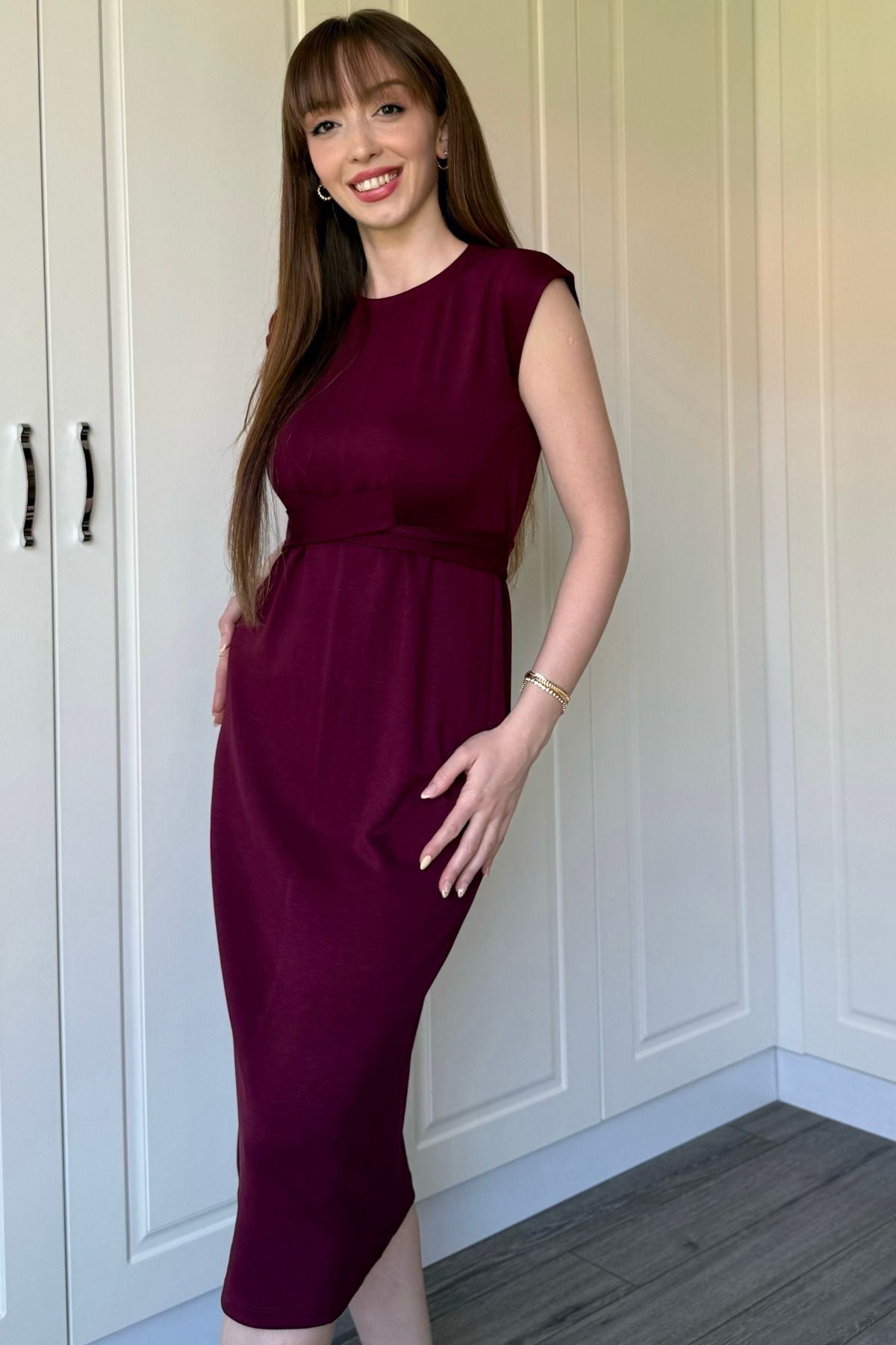 Önden Bağlamalı Midi Modal Elbise