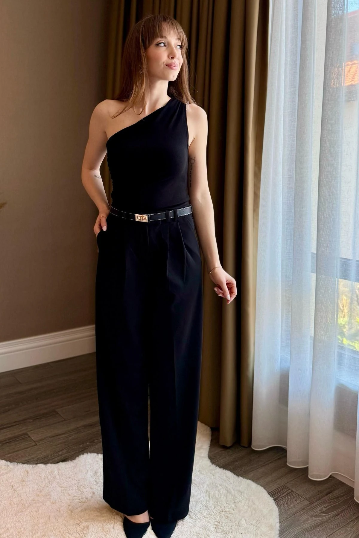 Düğmeli Palazzo Pantolon