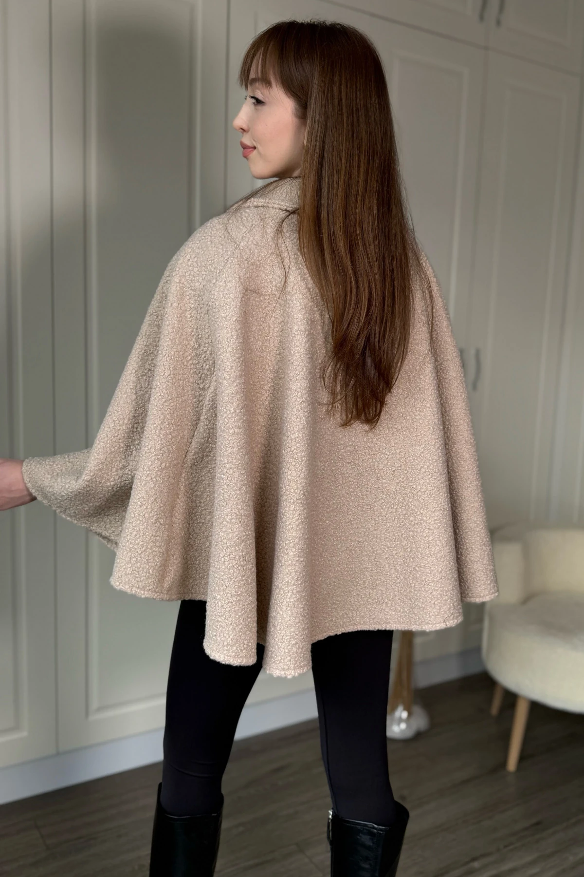 Kemeri Çıkarılabilir Buklet Bej Panço