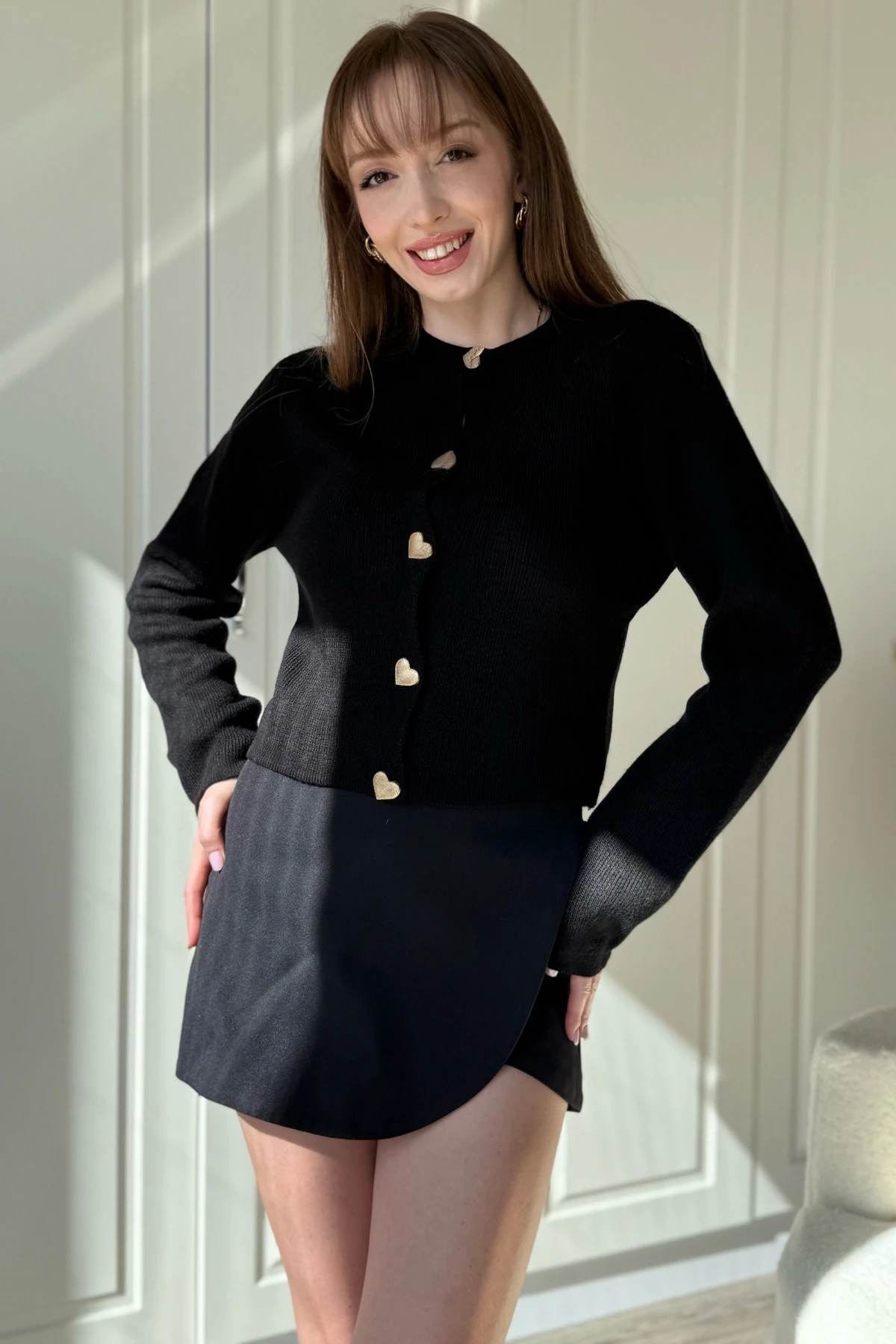 Kalp Detaylı Triko Hırka