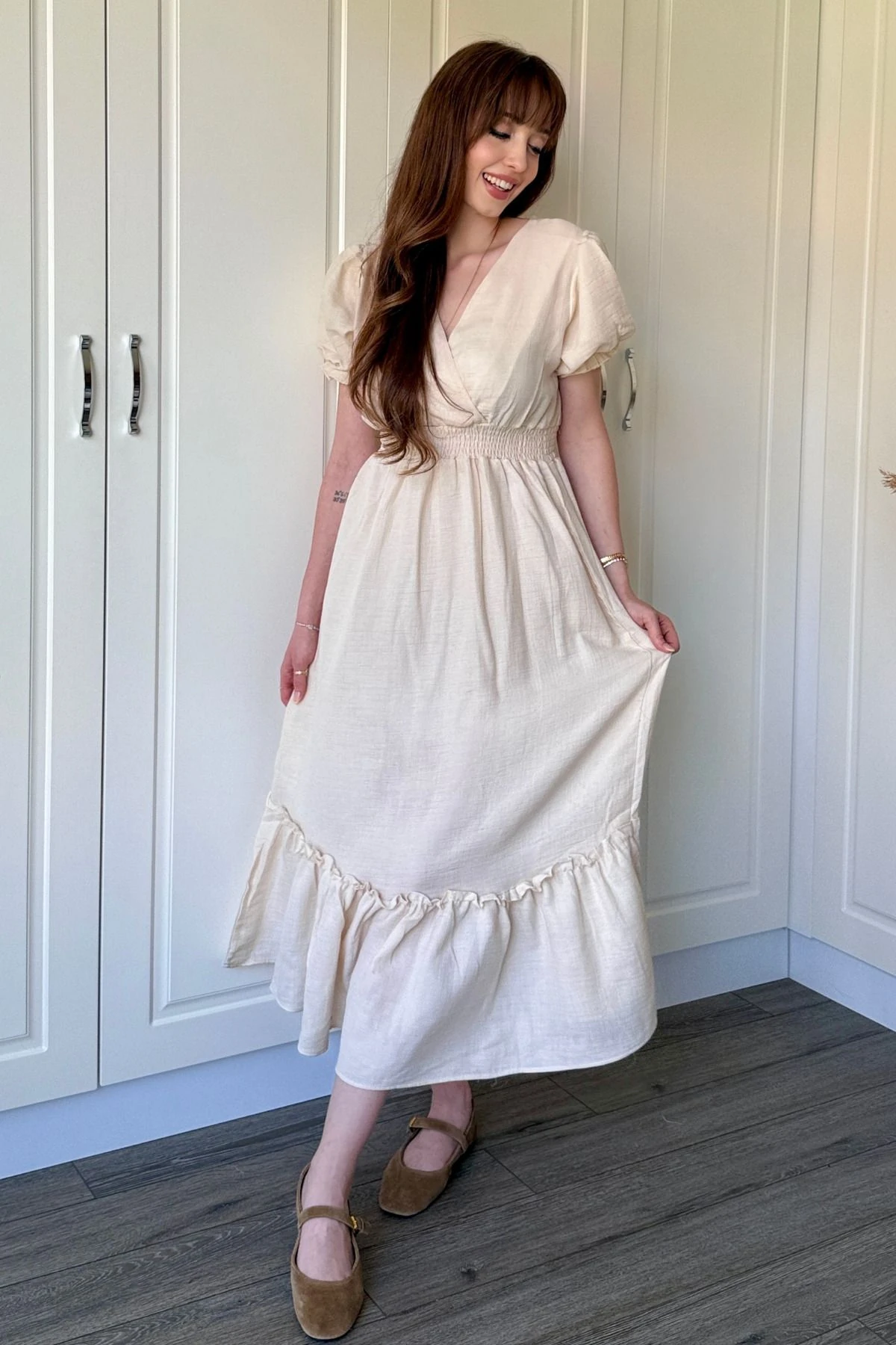 Müslin Kumaş Kısa Kol Elbise