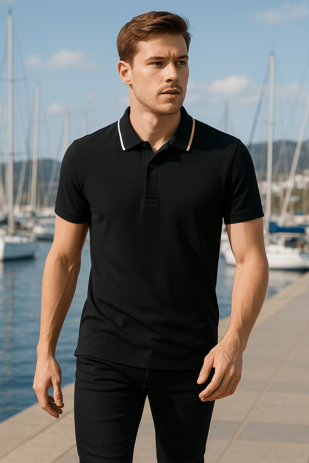 Polo Yaka Çizgi Desenli Erkek T-Shirt ( 5'li Seri )