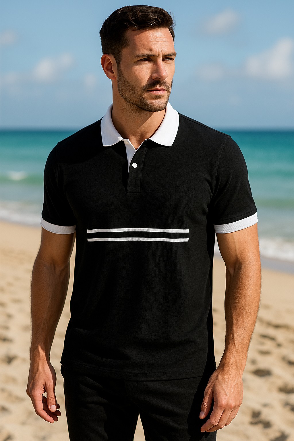 Çizgi Desenli Polo Yaka Erkek T shirt ( 5'li Seri )