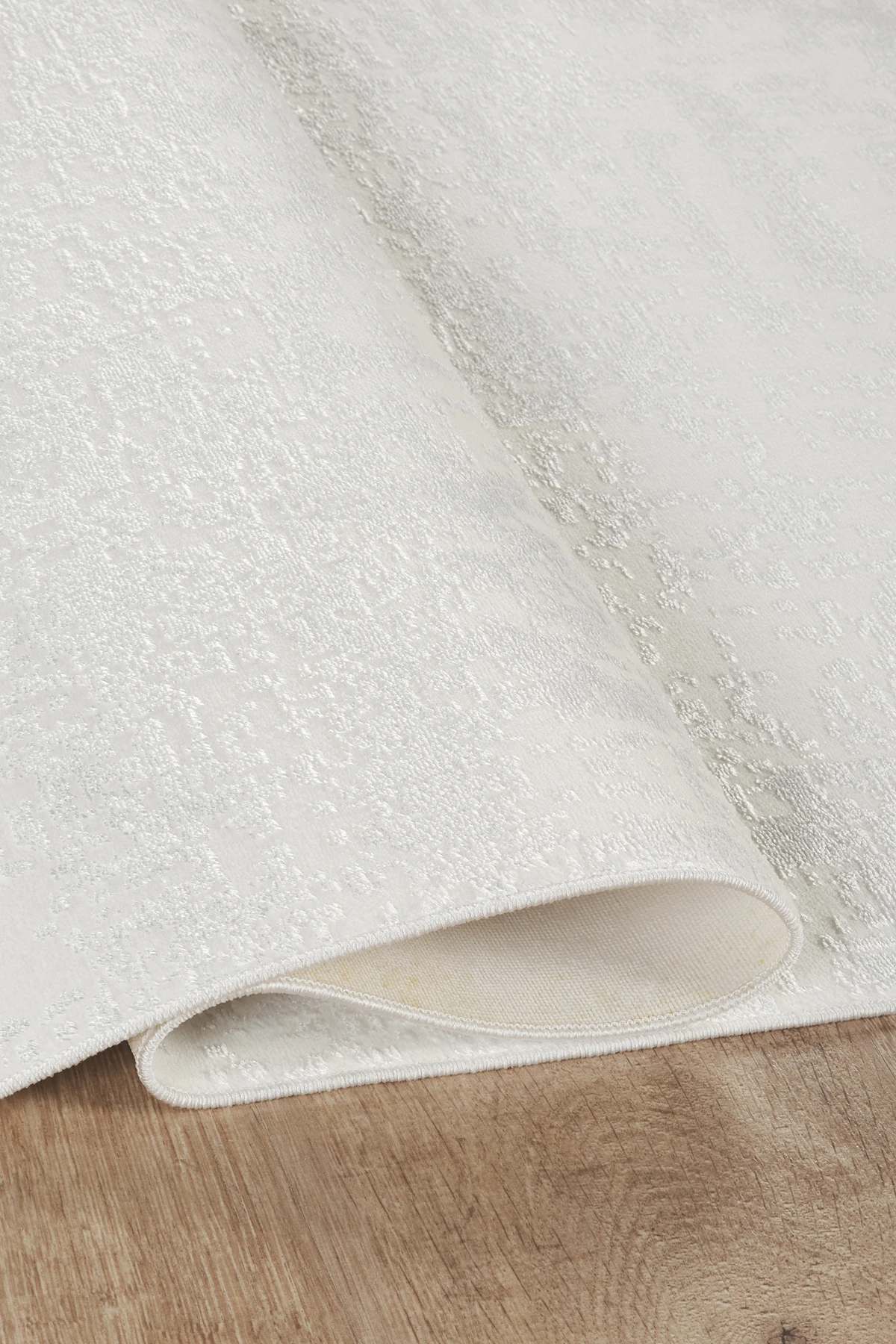 Sade Modern Desenli, Yıkanabilir, Anti-Bakteriyel Halı Yolluk Salon Koridor Paspas Halısı - Beyaz