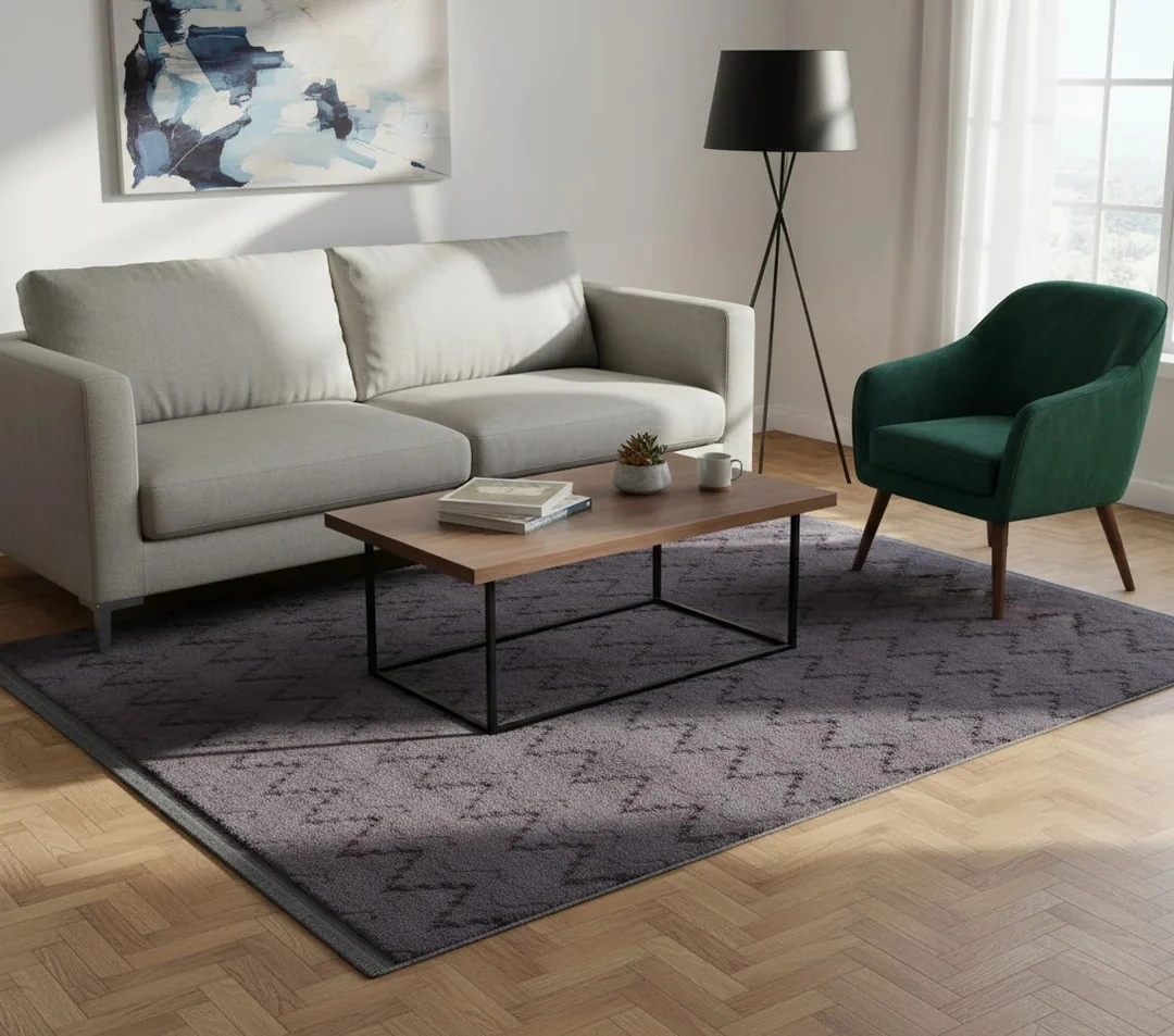 Kaydırmaz Taban Desenli Peluş Halı – Yumuşak Dokulu, Makinada Yıkanabilir, Toz Tutmaz, Modern Ev Halısı