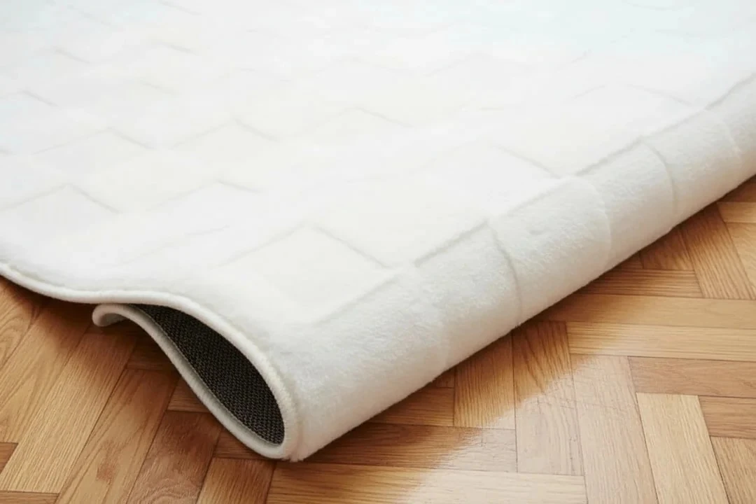 Kaydırmaz Taban Desenli Peluş Halı – Yumuşak Dokulu, Makinada Yıkanabilir, Toz Tutmaz, Modern Ev Halısı - Ekru