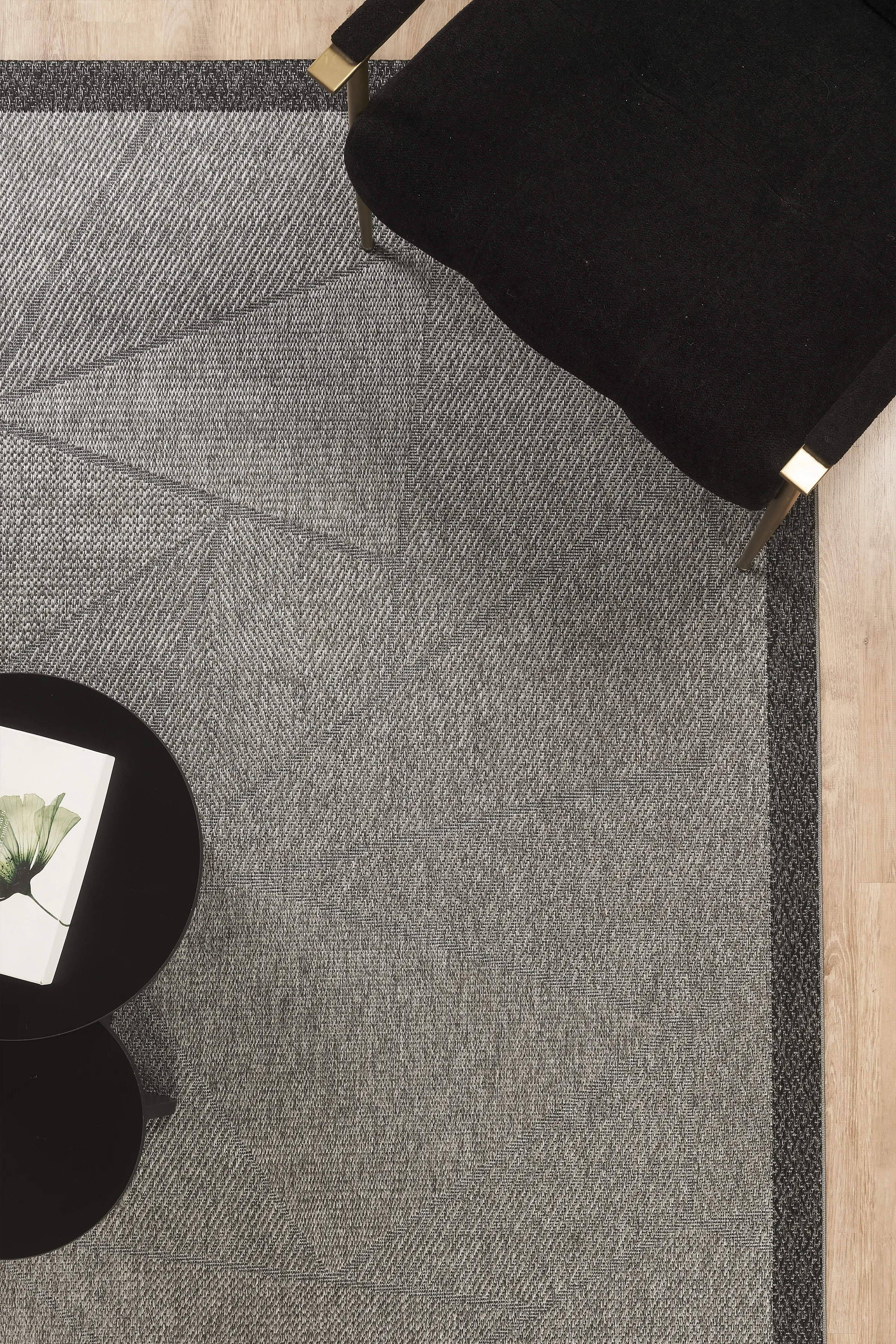 Jüt Sisal Halı Yolluk – Leke Tutmaz, Kaymaz Tabanlı, Bordürlü Mutfak ve Koridor Halısı - Antrasit-Siyah