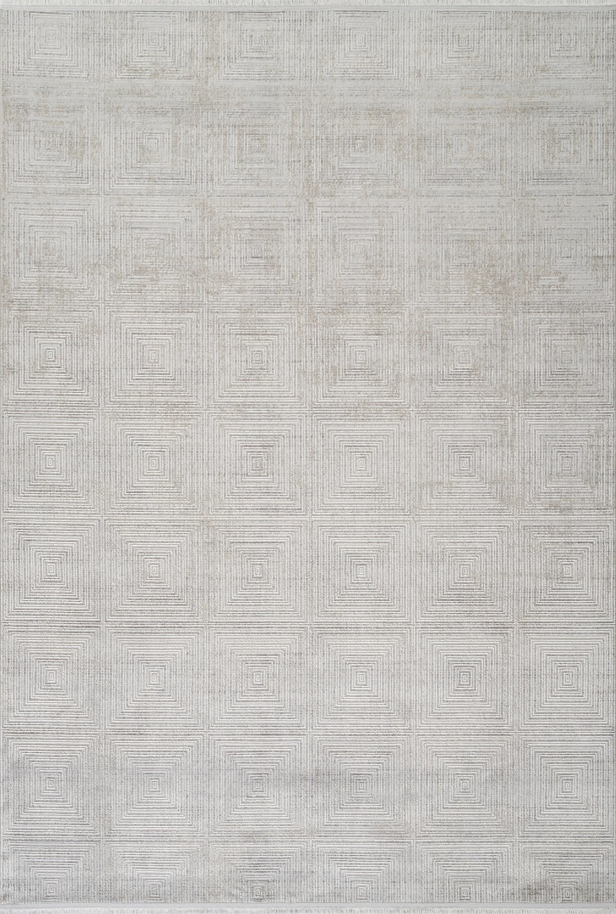 Kare Desenli Kadife Halı - İnce Akrilik, Salon, Koridor, Yıkanabilir, Kaydırmaz - Bej