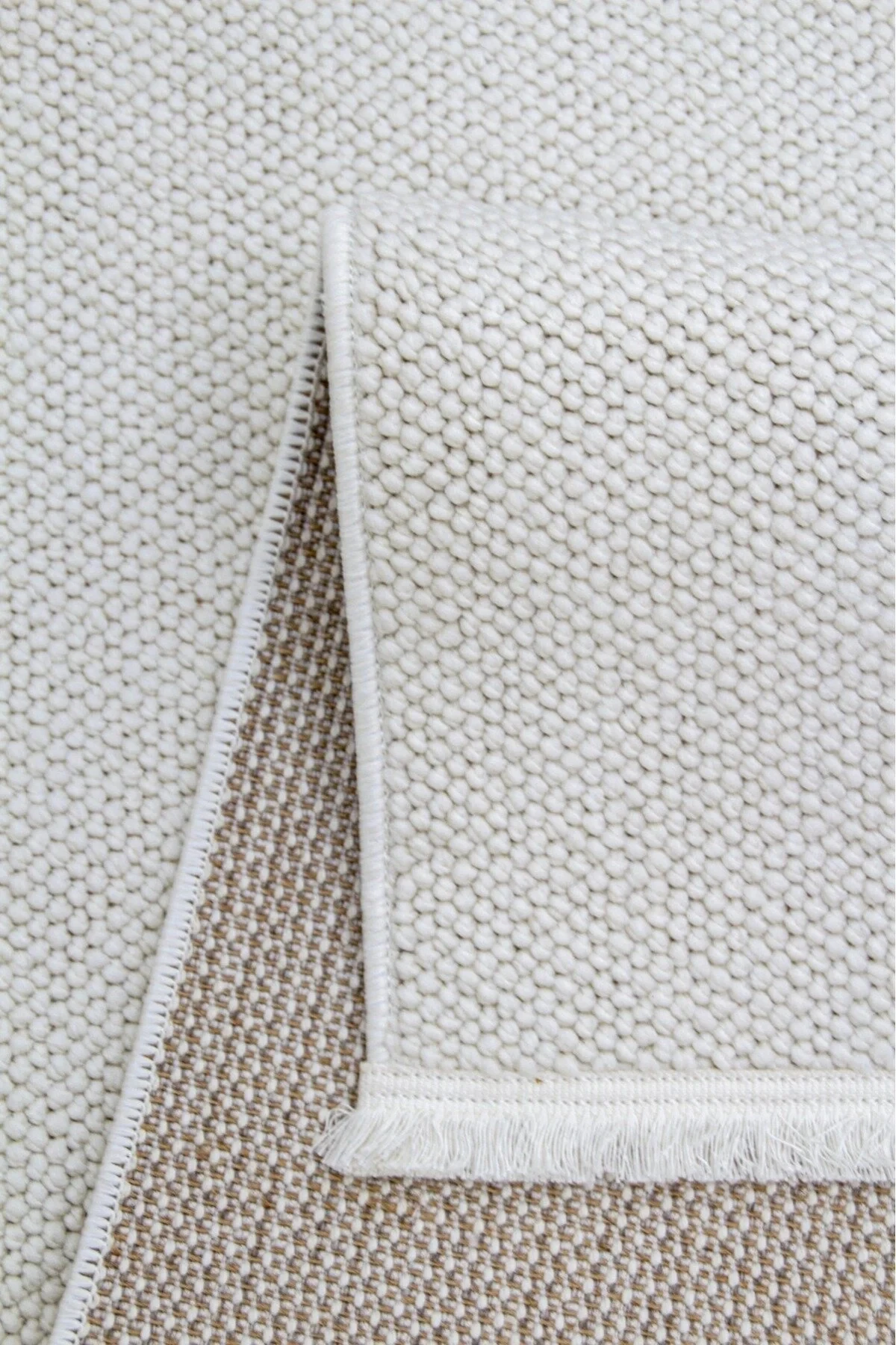 Natural Düz İskandinav Bukleli Yumuşak Dokulu Modern Salon Koridor Mutfak Çocuk Halısı - Beyaz