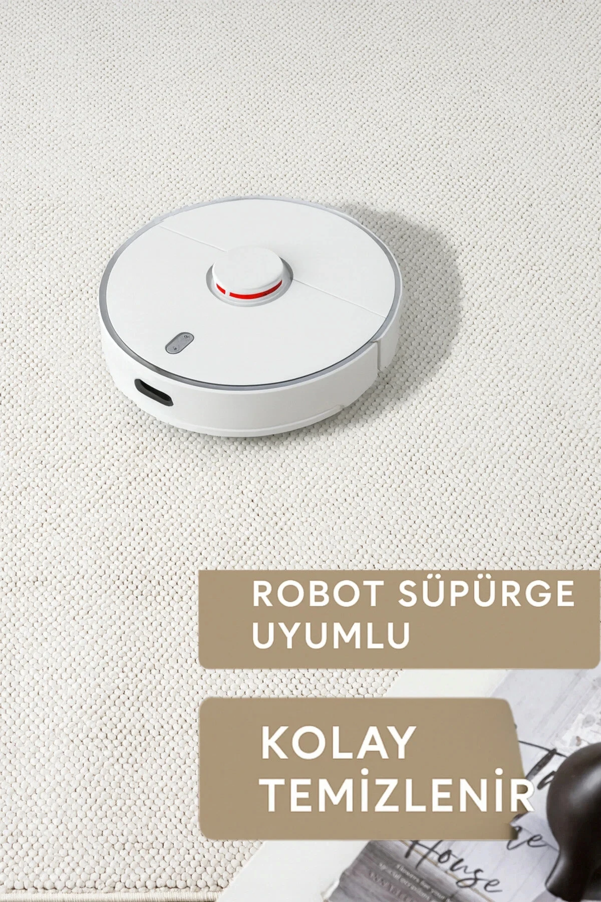 Natural Düz İskandinav Bukleli Yumuşak Dokulu Modern Salon Koridor Mutfak Çocuk Halısı - Beyaz