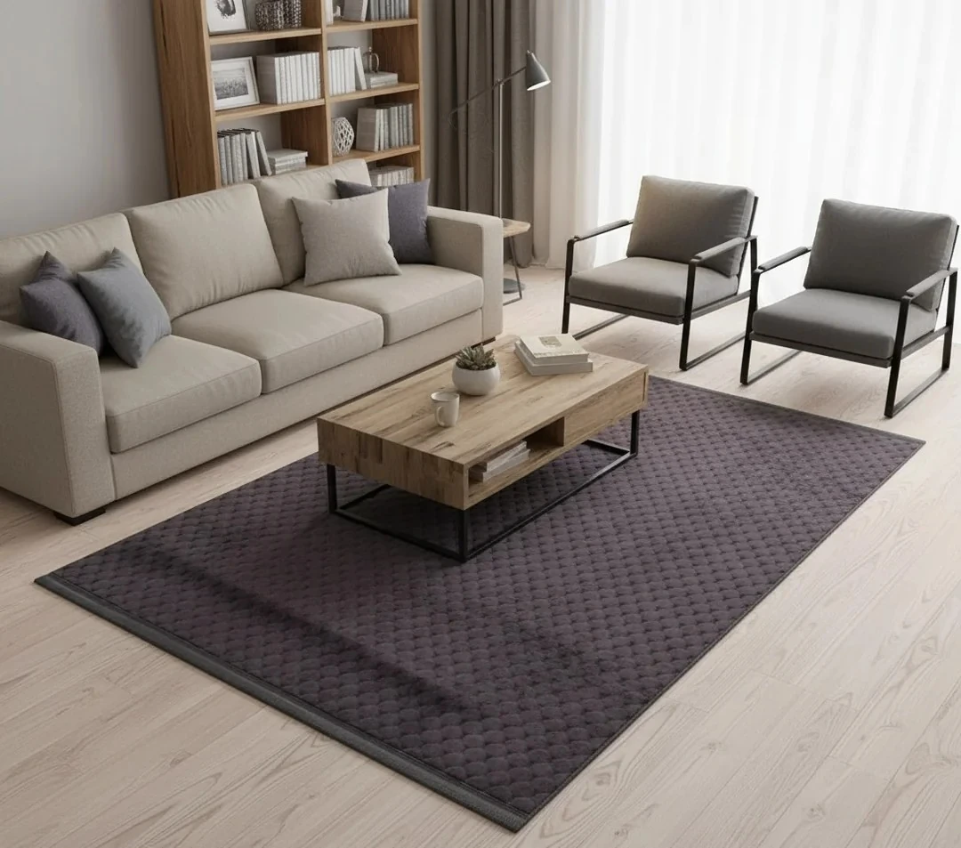 Kaydırmaz Taban Desenli Peluş Halı – Yumuşak Dokulu, Makinada Yıkanabilir, Toz Tutmaz, Modern Ev Halısı