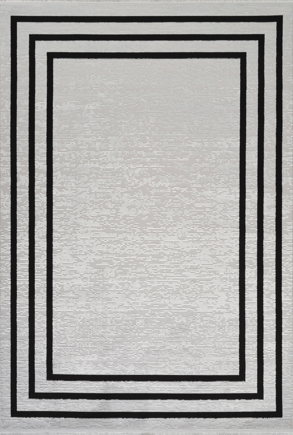 Çerçeveli Klasik Desen, Parlak Yüzey, Yıkanabilir Halı Gri-Antrasit Monza Kadife (2017) - Gri-Siyah