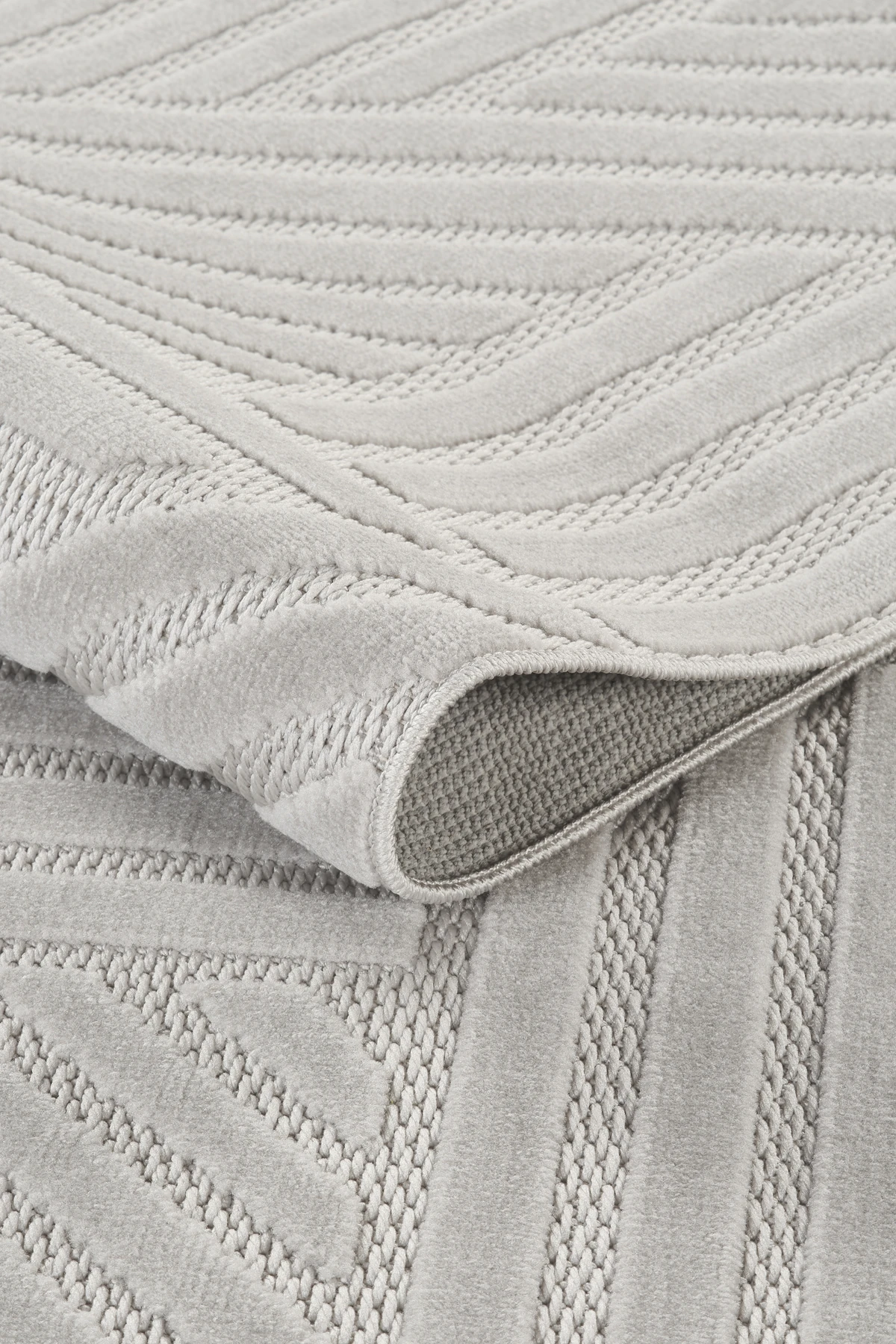 İskandinav Tarzı Kabartmalı Kadife Halı – Yıkanabilir, Kaydırmaz, Salon, Yolluk - Gri