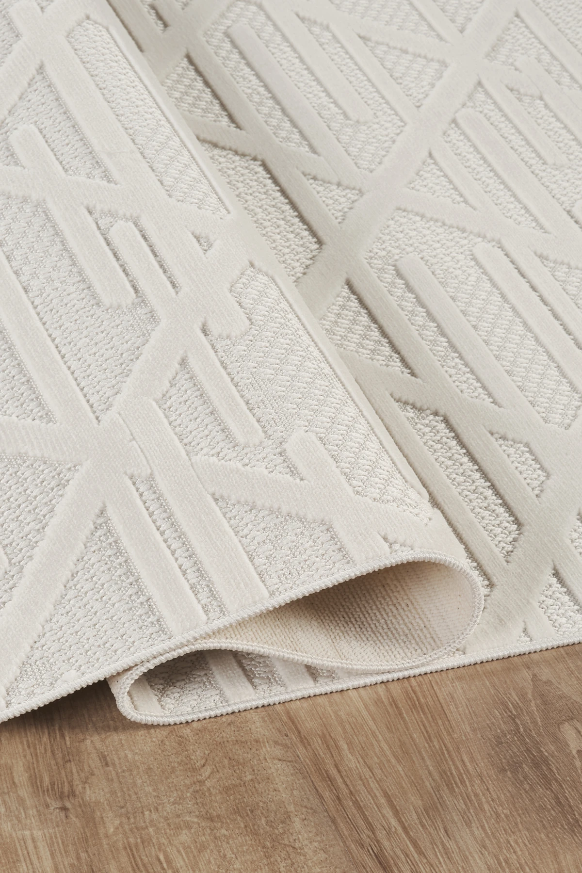 İskandinav Tarzı Kabartmalı Kadife Halı – Yıkanabilir, Kaydırmaz, Salon, Yolluk - Vizon