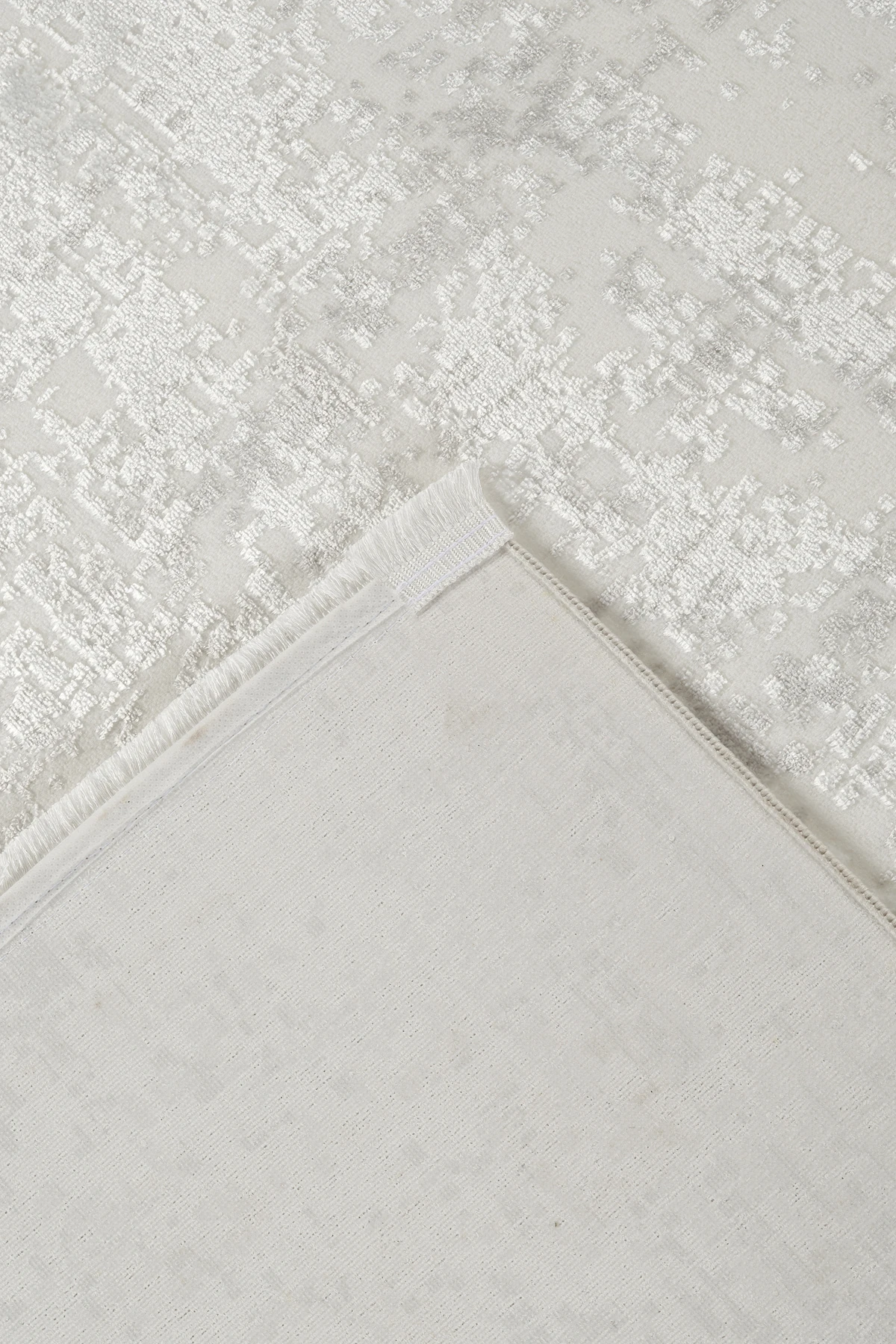 Sade Modern Desenli, Yıkanabilir, Anti-Bakteriyel Halı Yolluk Salon Koridor Paspas Halısı - Gri-Beyaz